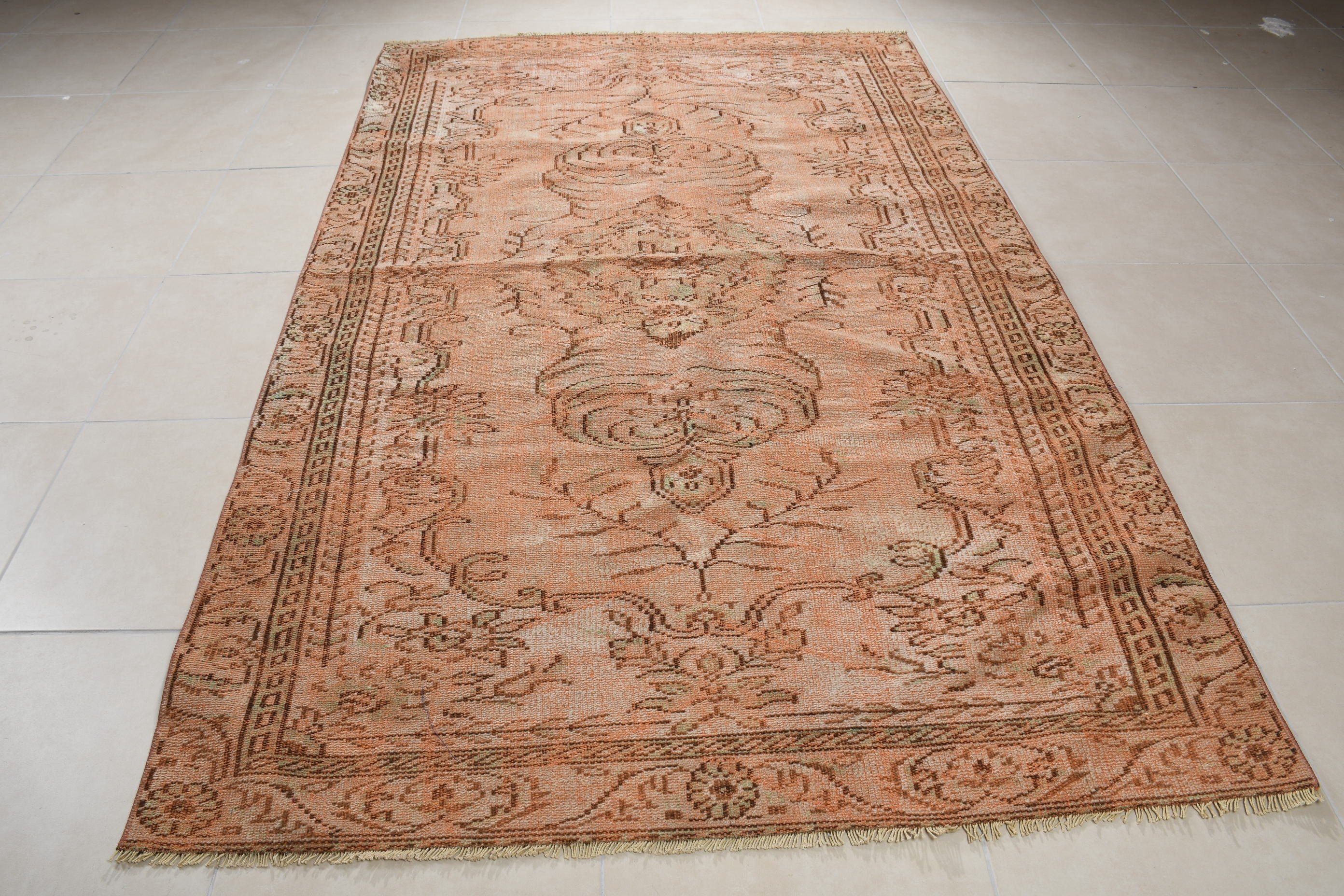 Oturma Odası Halısı, Türk Halısı, Yatak Odası Halıları, Salon Halıları, Antika Halılar, Oushak Halısı, Vintage Halı, 5.5x8.9 ft Büyük Halı, Kahverengi Yün Halılar