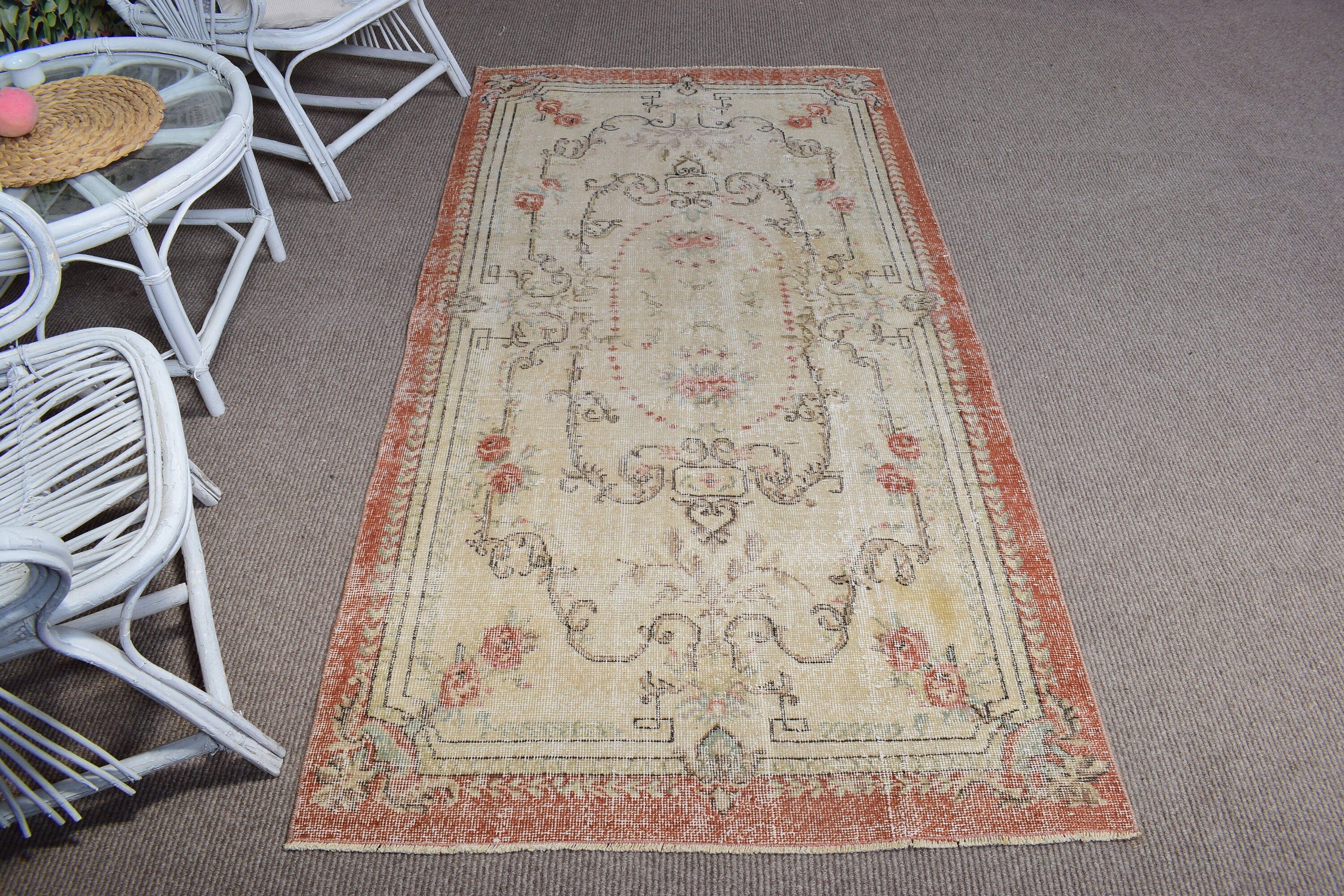 Turkish Rugs, Luxury Rug, Dining Room Rug, Bedroom Rug, Oushak Area Rug Rugs, 3.5x7 ft Area Rug, Beige Cool Rug, Moroccan Rugs, Vintage Rug