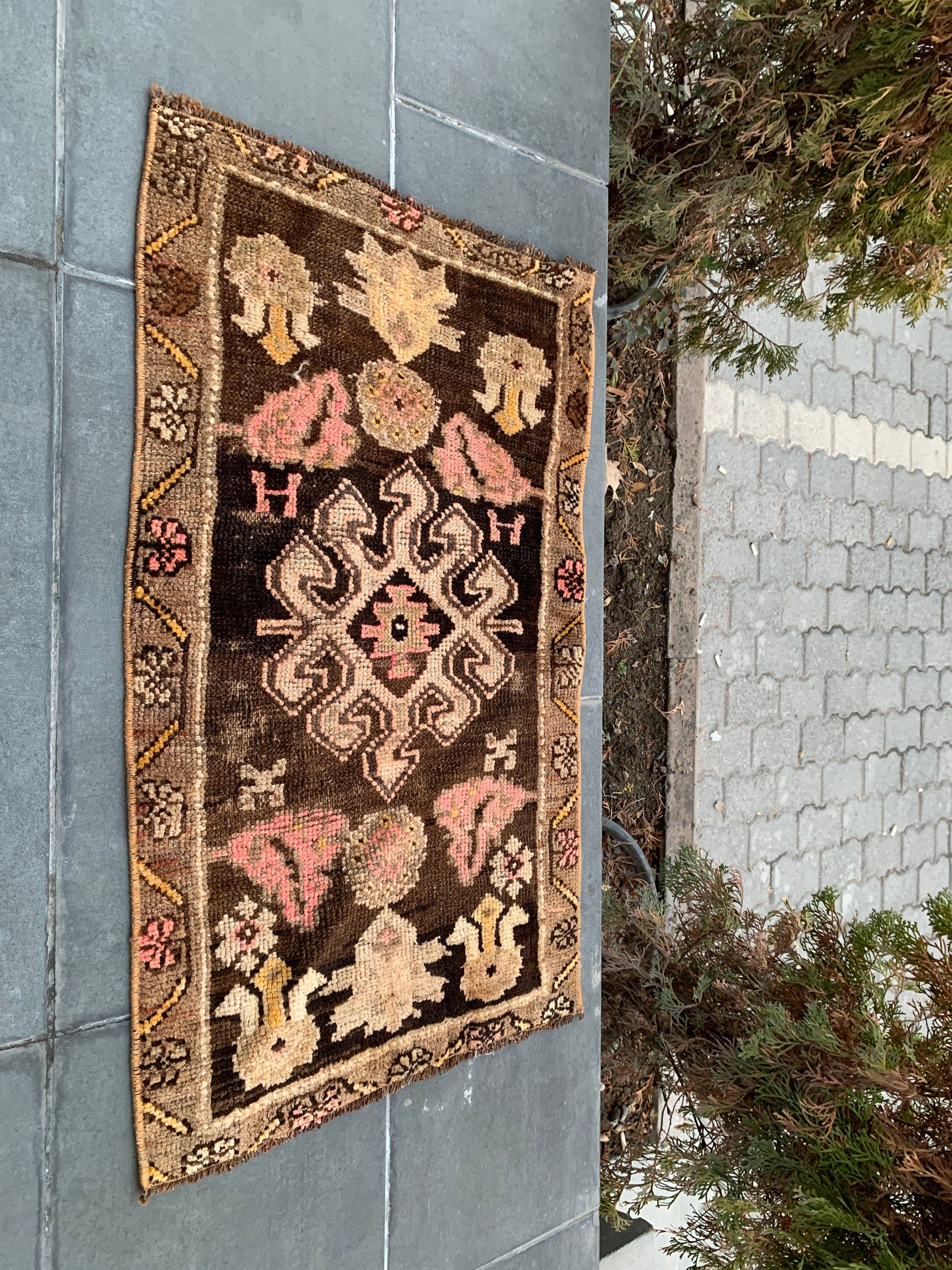 Old Rug, Kitchen Rugs, Vintage Rug, Turkish Rug, Wall Hanging Rug, Oriental Rug, Beige  1.7x2.9 ft Small Rugs, Home Decor Rugs