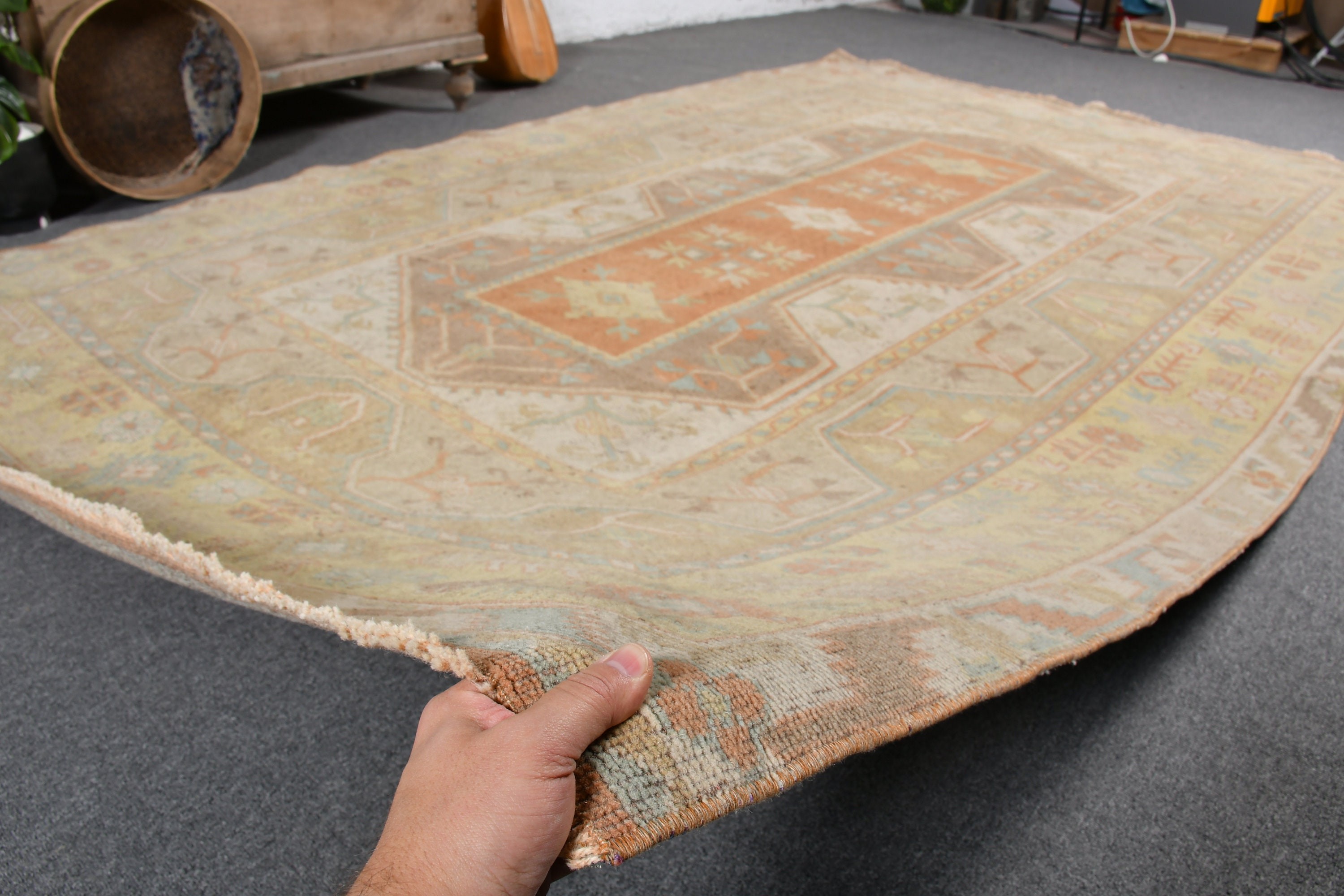 Vintage Halılar, Vintage Dekor Halıları, 6x9,3 ft Büyük Halılar, Yatak Odası Halısı, Türk Halısı, Turuncu Fas Halıları, Havalı Halılar, Salon Halıları, Fas Halıları