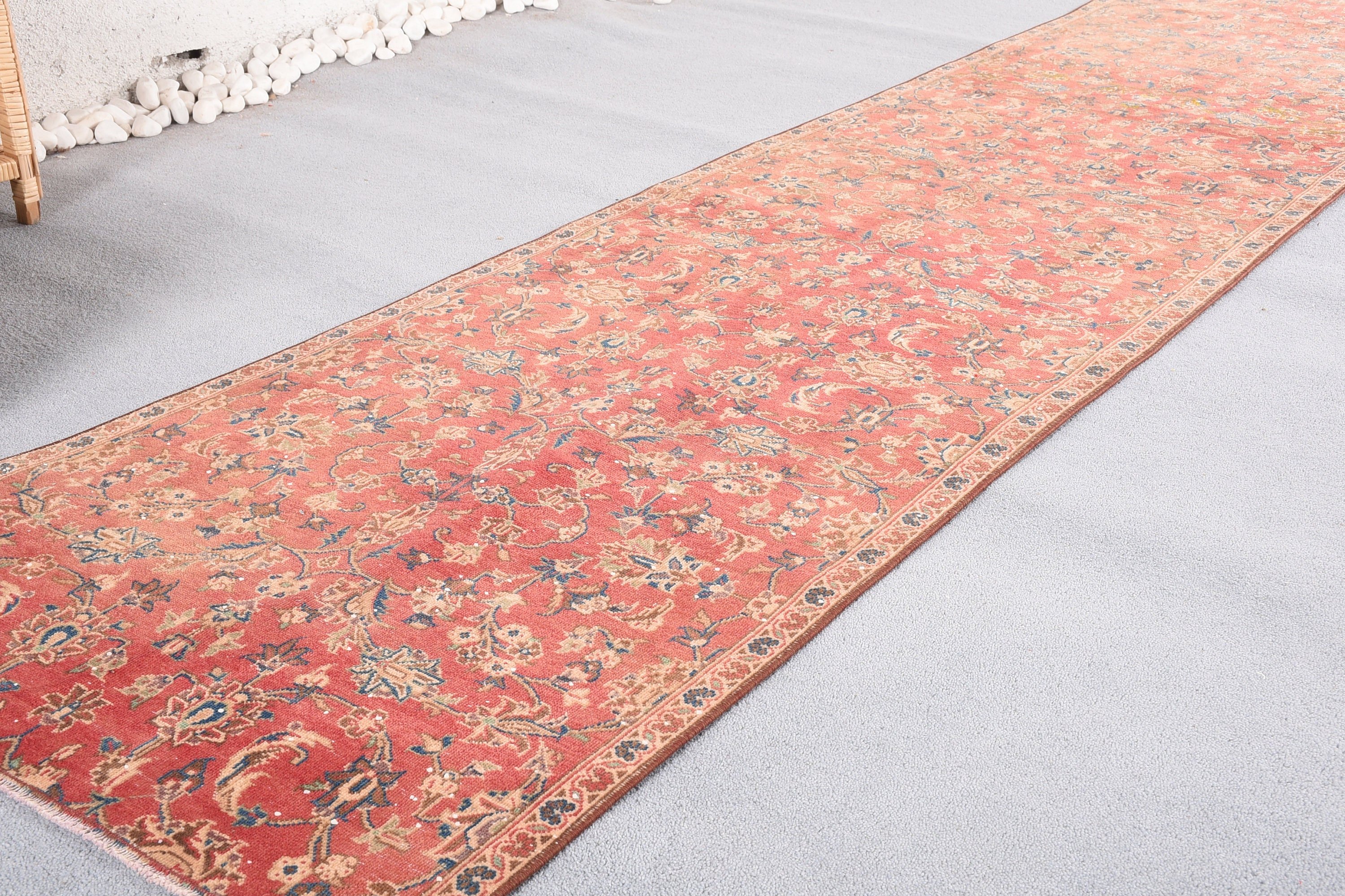 Hand Knotted Rug, Vintage Rug, Stair Rug, Red Bedroom Rug, Rugs for Kitchen, Floor Rugs, Antique Rug, 2.6x13.5 ft Runner Rug, Turkish Rugs