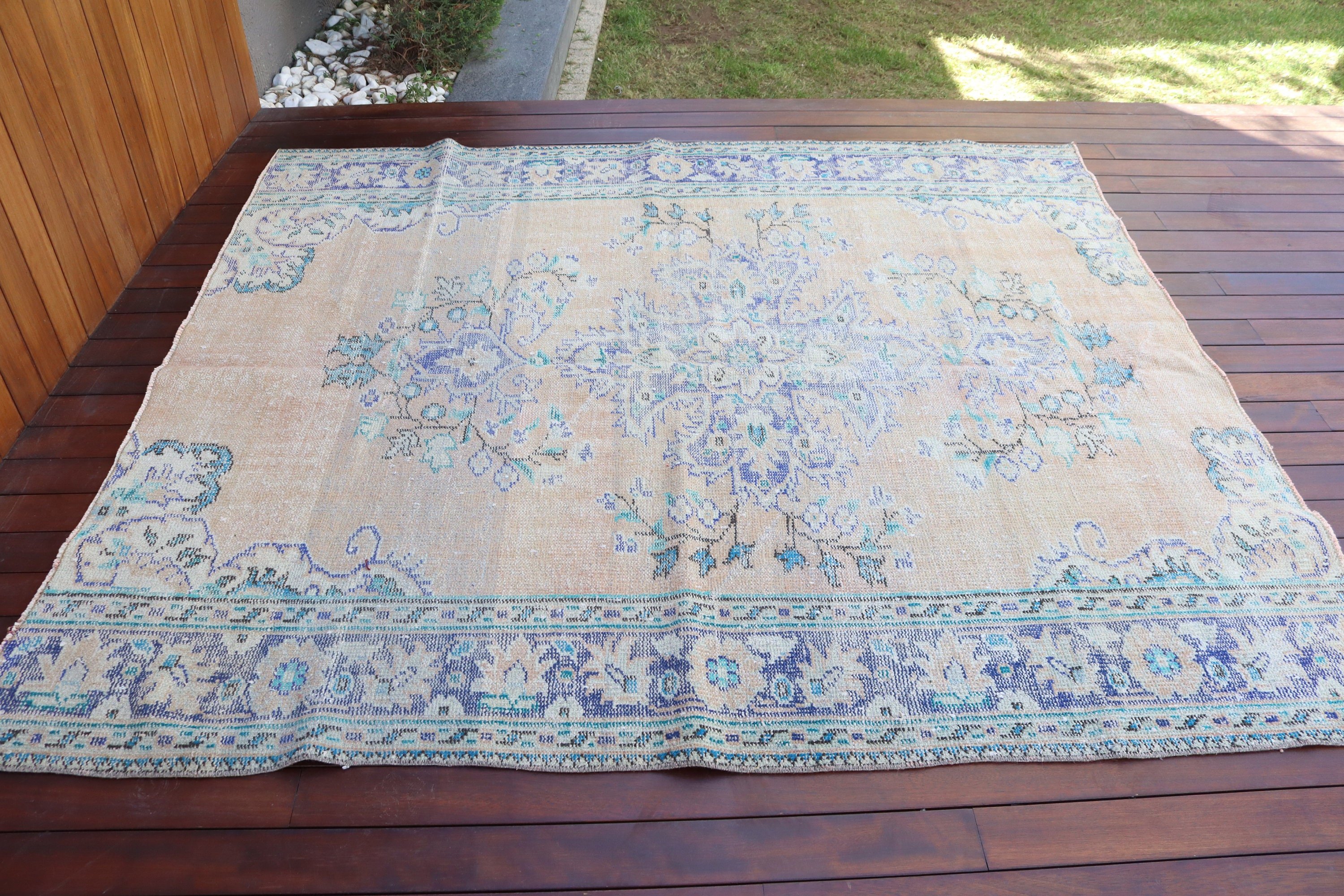 Büyük Oushak Halı, Modern Halılar, Yatak Odası Halıları, 6,2x6,9 ft Büyük Halılar, Anadolu Halısı, Turuncu Oryantal Halılar, Vintage Halılar, Türk Halısı