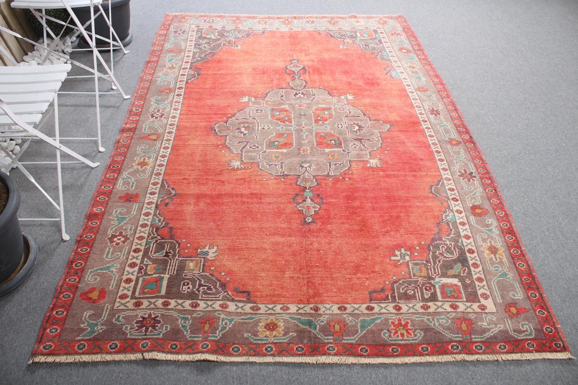 Bedroom Rugs, Turkish Rugs, Muted Rug, Antique Rug, 5.4x8.2 ft Large Rugs, Home Decor Rugs, Dining Room Rug, Red Floor Rug, Vintage Rugs