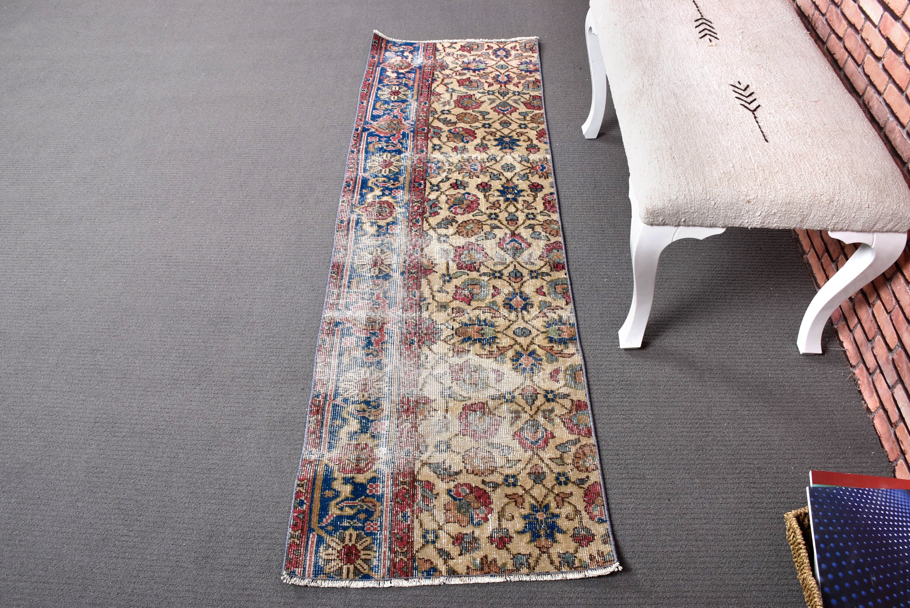 Türk Halıları, Vintage Halılar, Yatak Odası Halıları, Yeşil Soğuk Halılar, Uzun Koşucu Halıları, Uzun Yolluk Halıları, 2x6.4 ft Koşucu Halısı