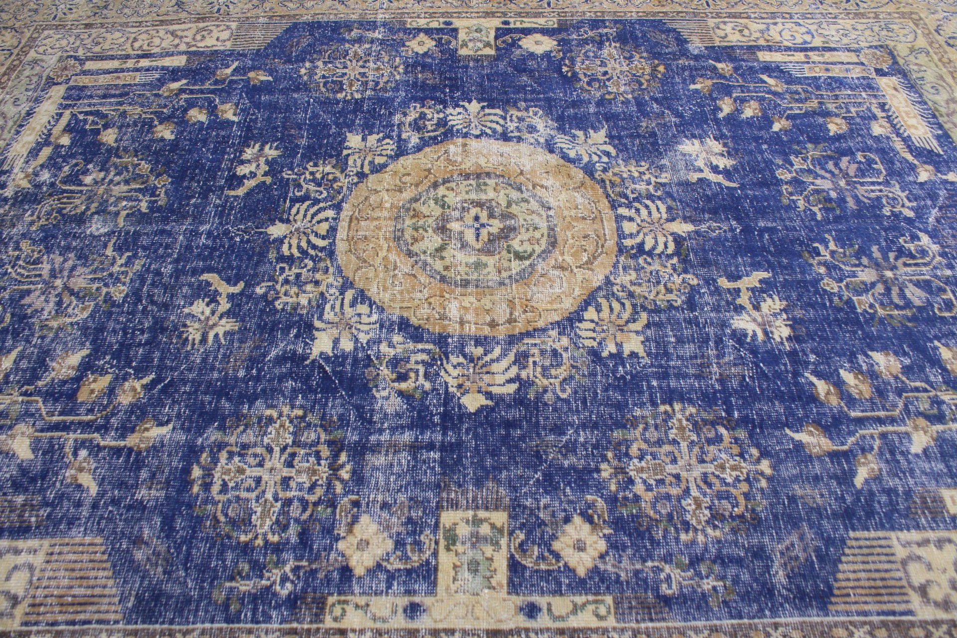 Blue Moroccan Rug, Salon Rug, Oriental Rug, Aztec Rug, Turkish Rug, 8.1x10.9 ft Oversize Rugs, Living Room Rugs, Vintage Rugs, Antique Rug