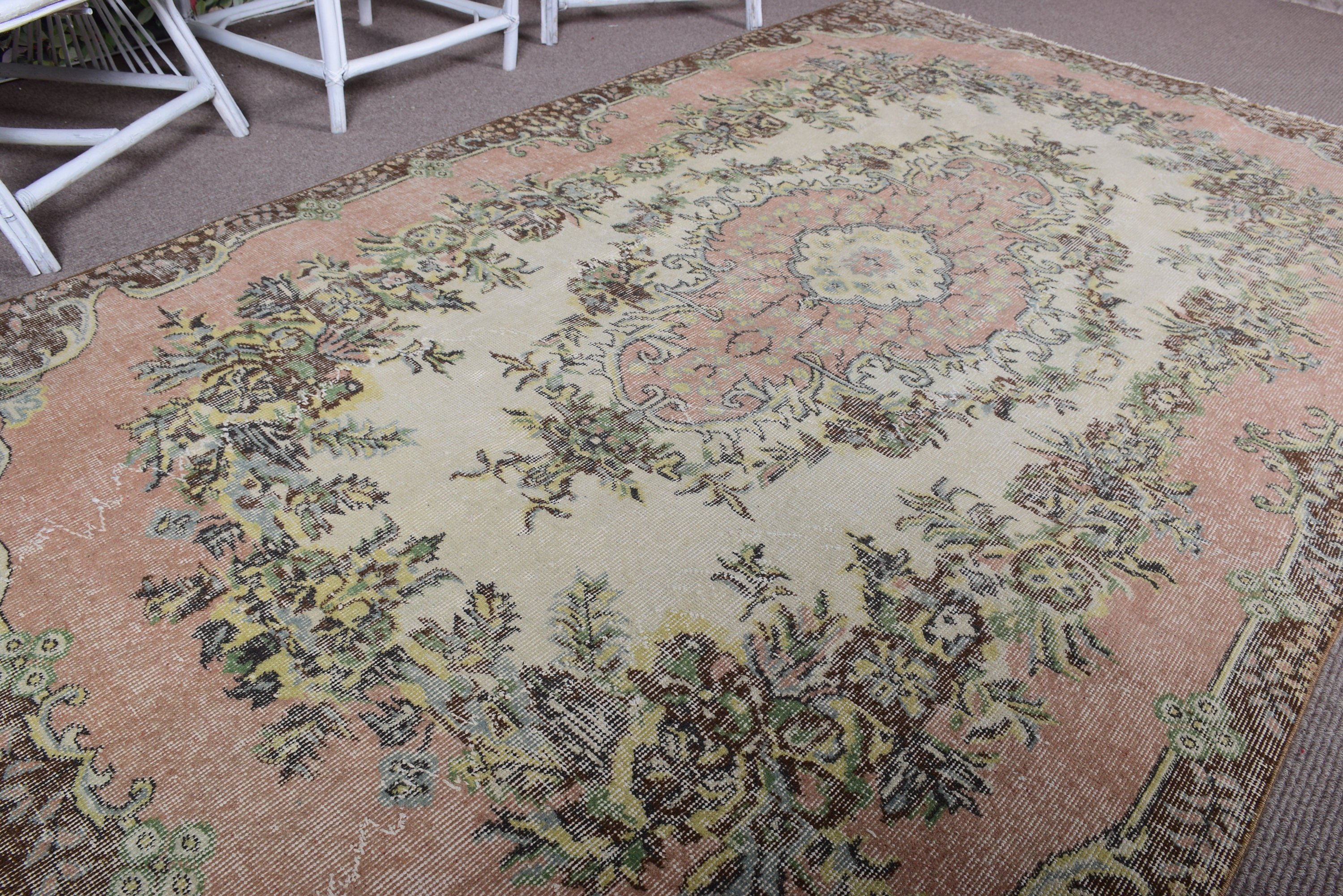 Living Room Rug, Beige Antique Rug, Turkish Rug, 5.3x9 ft Large Rugs, Dining Room Rugs, Vintage Rug, Cool Rug, Retro Rug