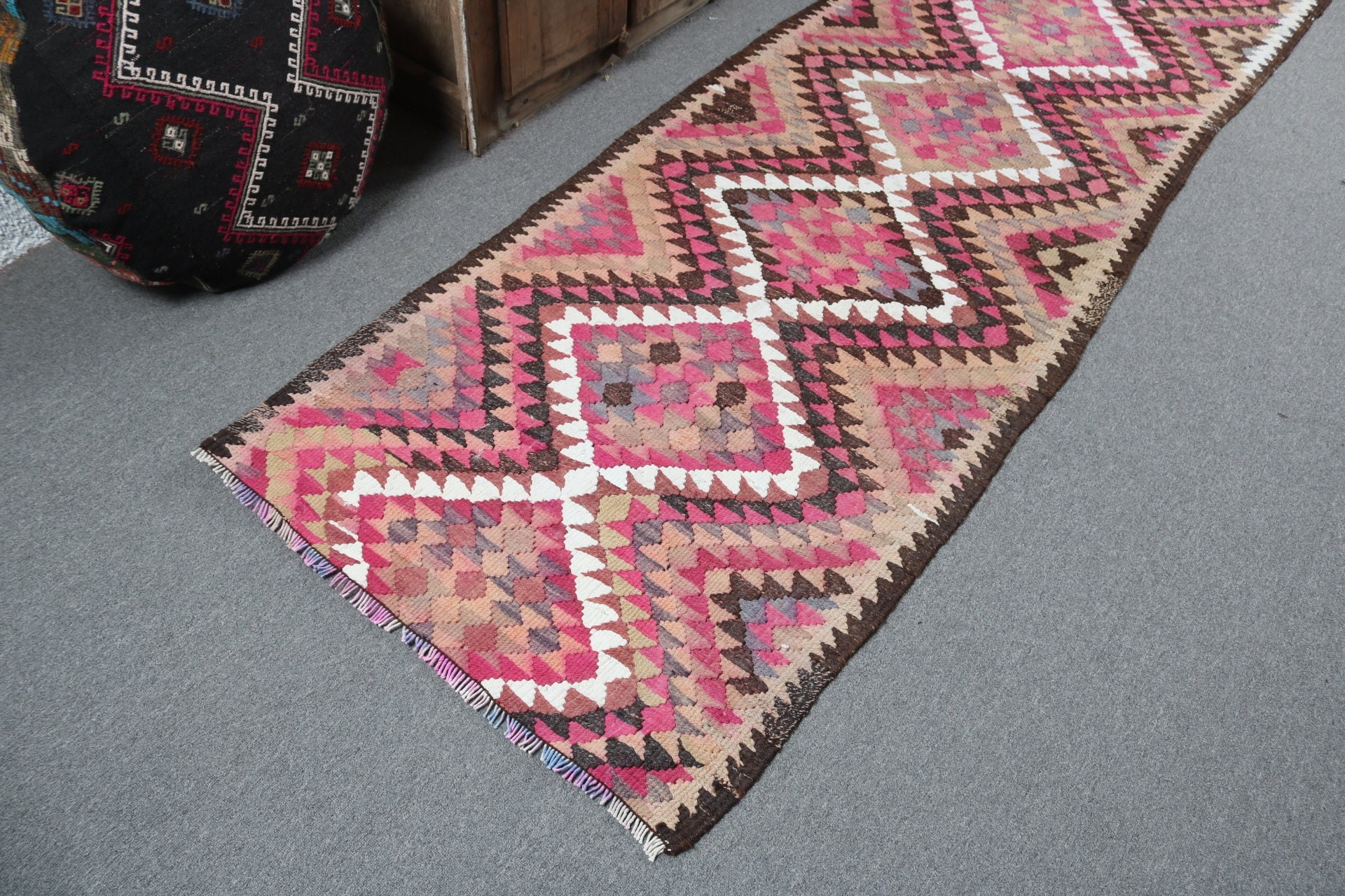 Pink Neutral Rugs, Kitchen Rugs, Turkish Rugs, 3.1x10.1 ft Runner Rugs, Vintage Rugs, Floor Rugs, Vintage Runner Rugs, Modern Rug