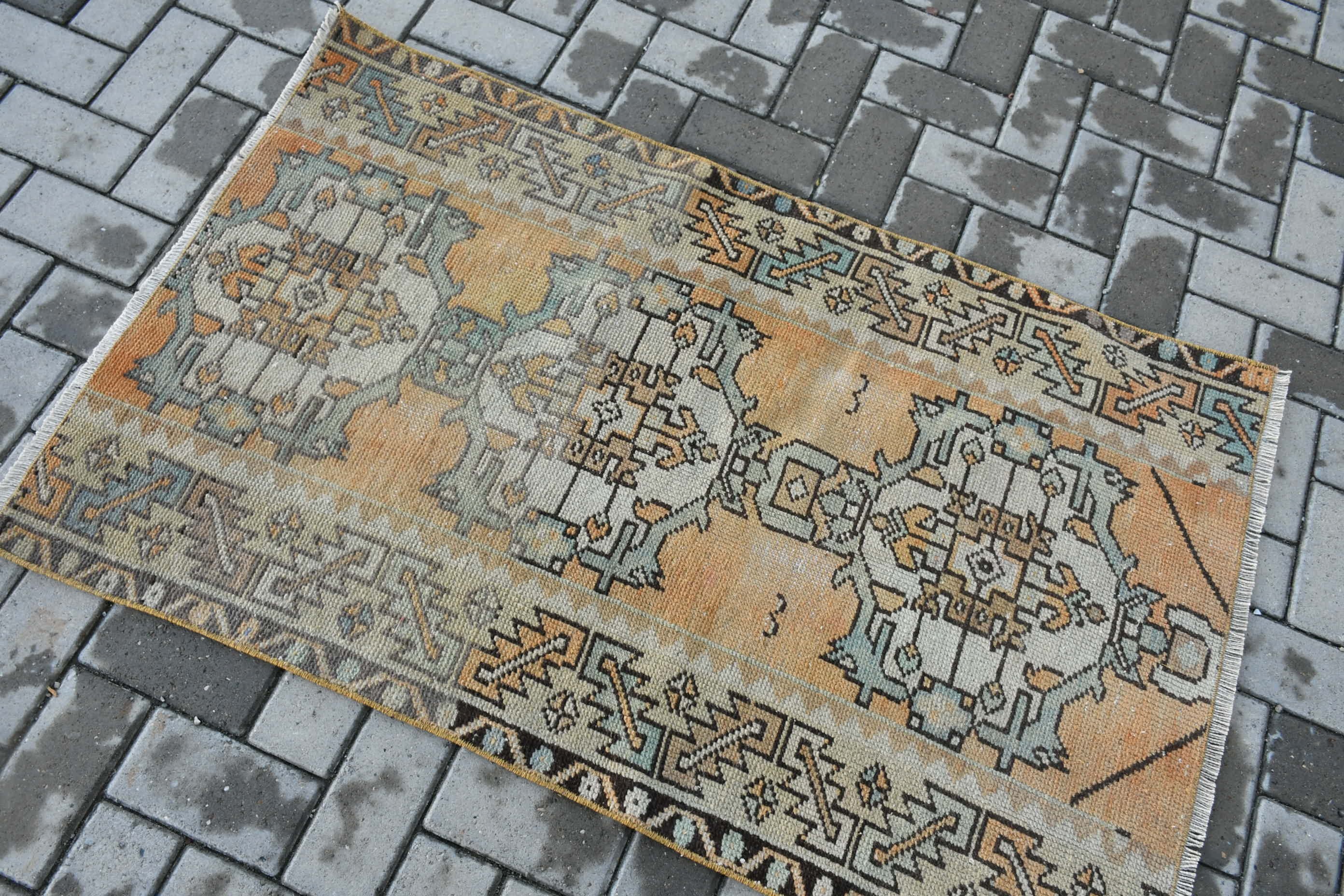 Vintage Rugs, Turkish Rugs, Retro Rugs, Kitchen Rugs, Brown Wool Rugs, Wall Hanging Rug, 2.7x4.3 ft Small Rugs, Wool Rug, Bedroom Rugs