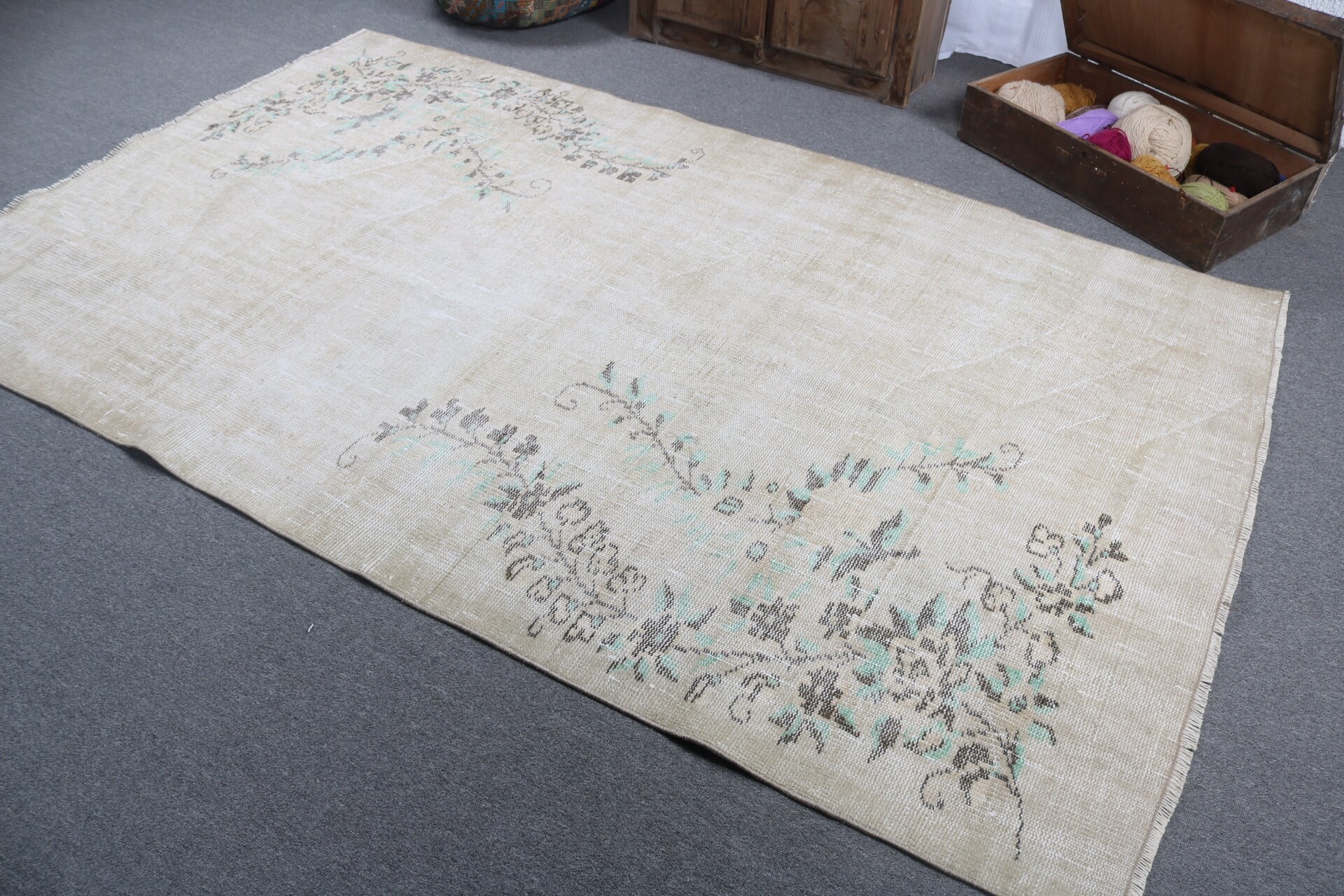 Yatak Odası Halıları, Mutfak Halısı, Ofis Halısı, Bej 5.3x8.8 ft Büyük Halılar, Yün Halılar, Türk Halıları, Salon Halısı, Vintage Halı