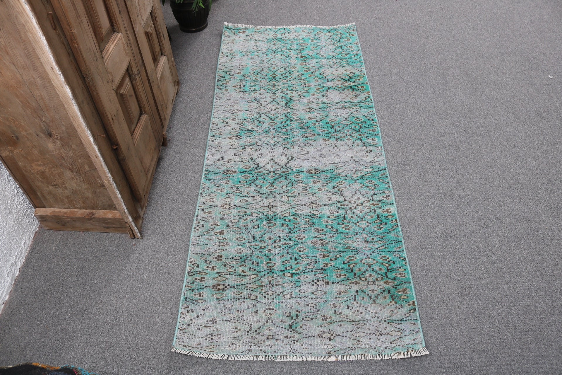 Small Boho Rugs, 2.4x5.8 ft Small Rugs, Green Luxury Rugs, Vintage Rug, Antique Rugs, Turkish Rug, Small Area Rugs, Handwoven Rug