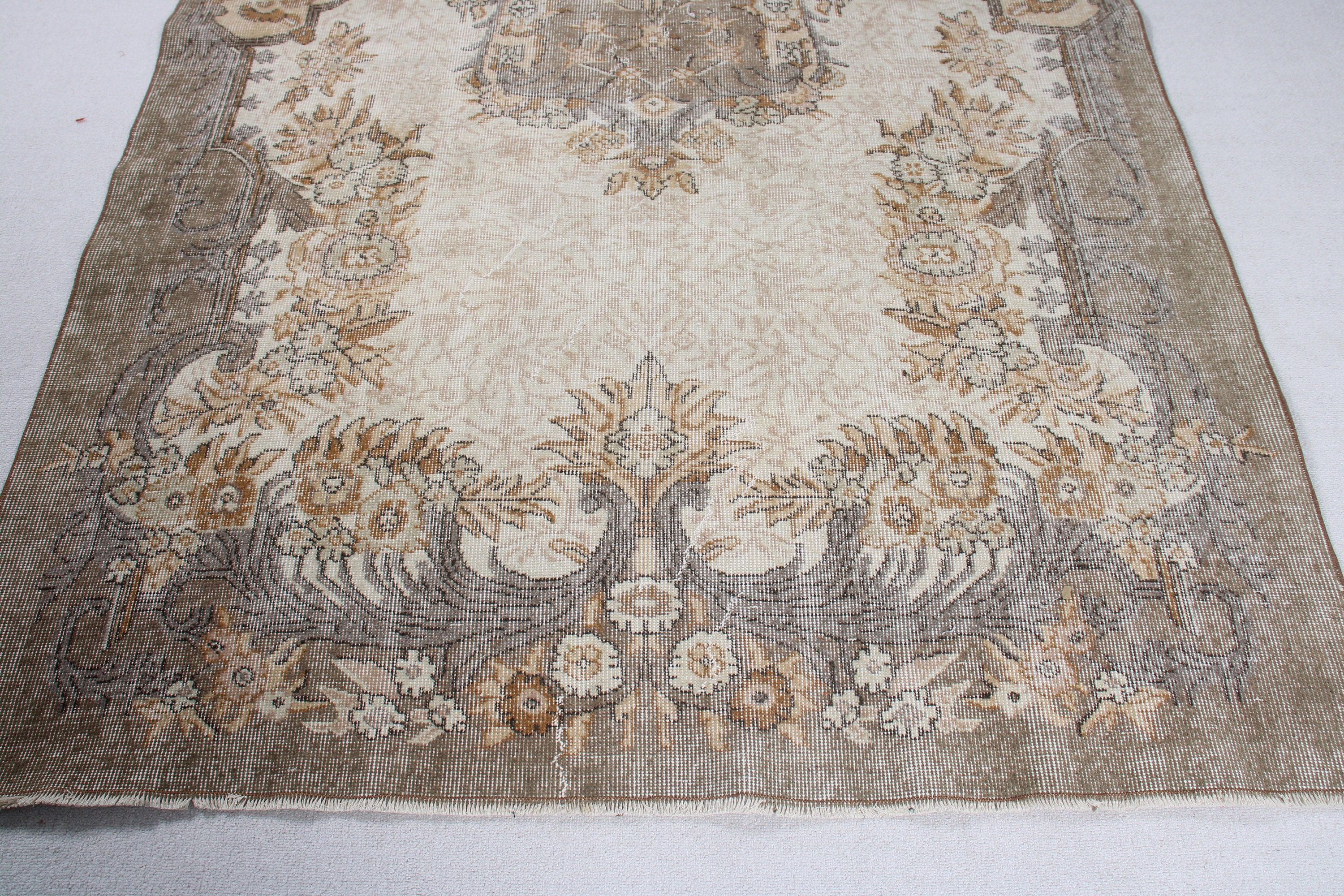 Türk Halıları, 5.4x9.1 ft Büyük Halı, Salon Halısı, Ofis Halıları, Lüks Halı, Bej Anadolu Halısı, Boho Halısı, Büyük Oushak Halıları, Vintage Halılar