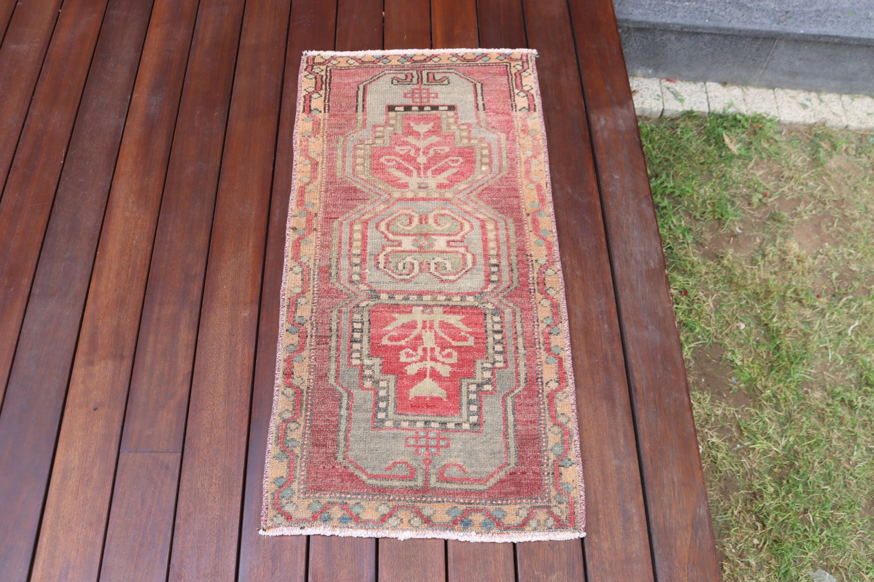 Vintage Halı, Kırmızı Boho Halı, Duvara Asılı Halı, Banyo Halıları, Paspas Halısı, Türk Halıları, 1.5x3 ft Küçük Halılar, El Dokuma Halılar, Boho Halılar