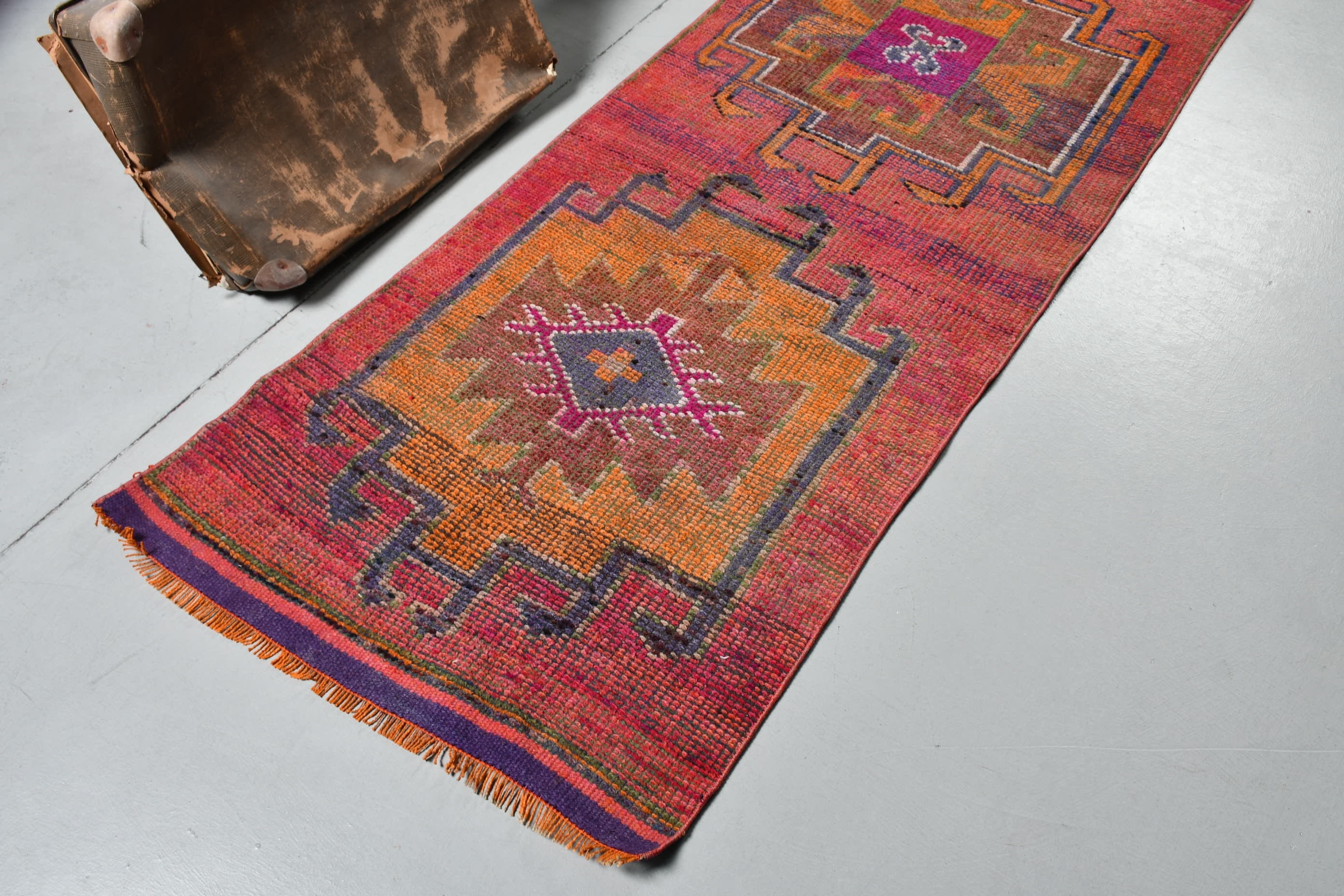 Stair Rug, Turkish Rug, 2.9x9.8 ft Runner Rug, Moroccan Rugs, Rugs for Corridor, Vintage Rug, Pink Floor Rugs, Oriental Rugs, Corridor Rug