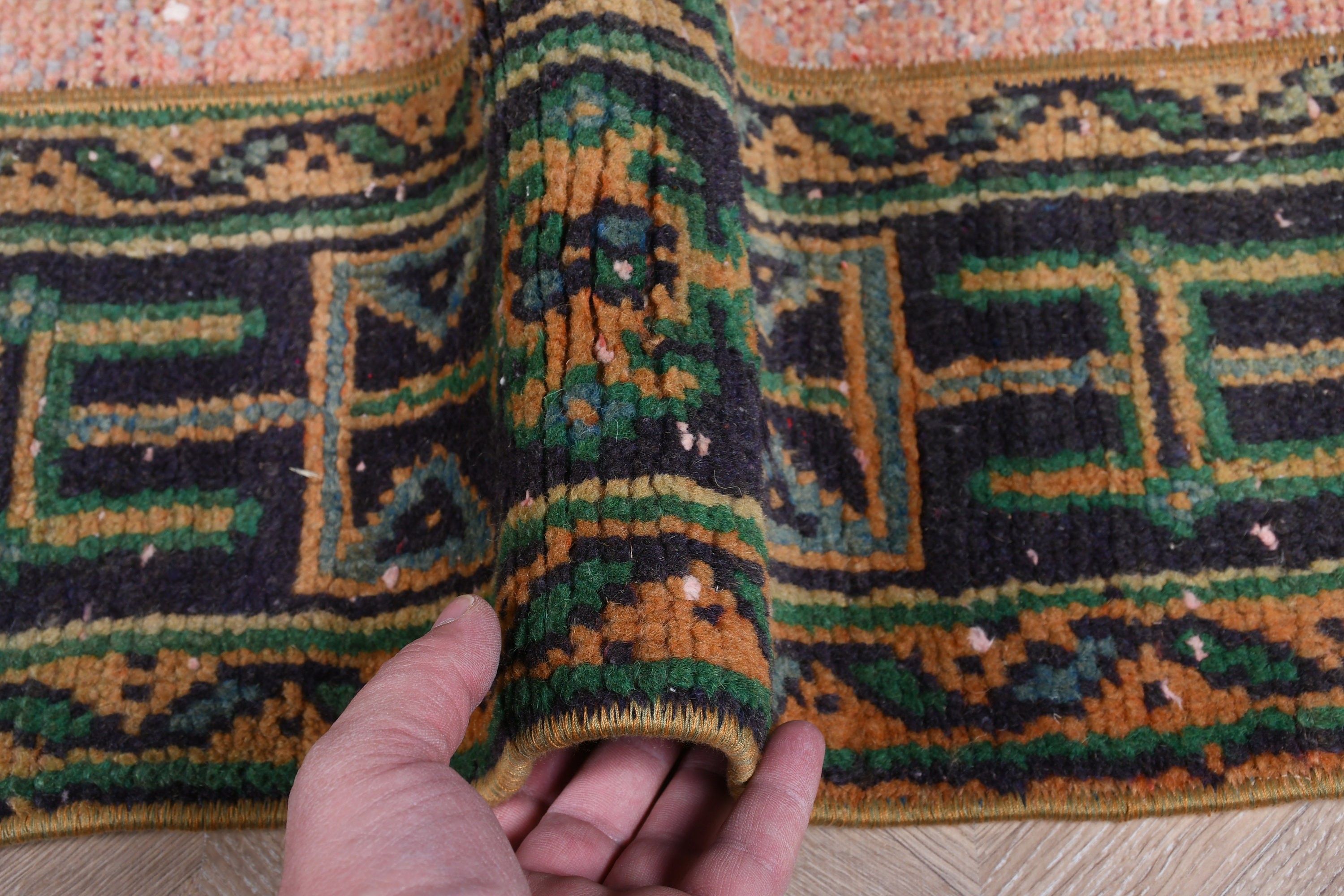 Green Moroccan Rugs, 3x9.2 ft Runner Rug, Vintage Rugs, Kitchen Rugs, Rugs for Corridor, Turkish Rugs, Corridor Rugs