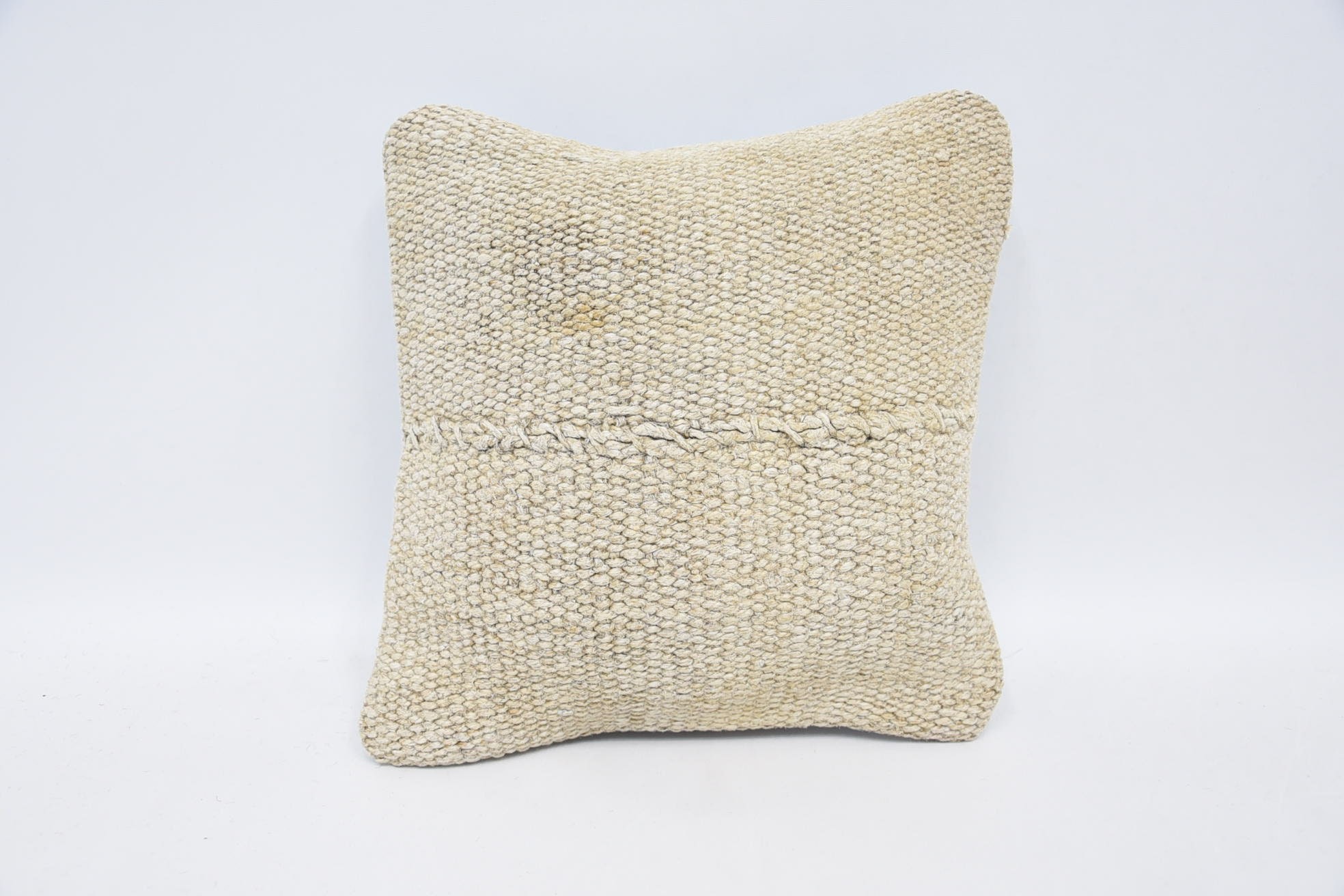 Kilim Cushion Sham, Boho Pillow, Patio Pillow Cover, Tribal Pillow, 12"x12" White Pillow Case, Pillow for Couch, Ottoman Pillow Cover