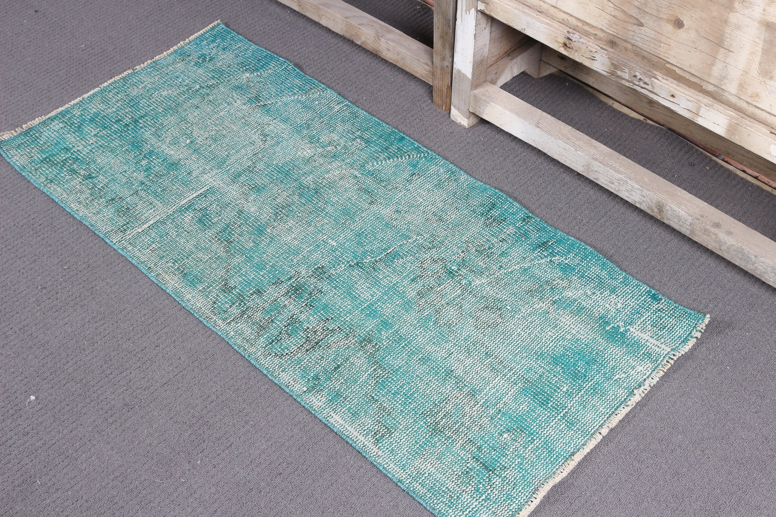 Turkish Rugs, Rugs for Entry, Vintage Rug, Antique Rug, Kitchen Rug, Green  1.8x3.8 ft Small Rug, Entry Rug, Wool Rug