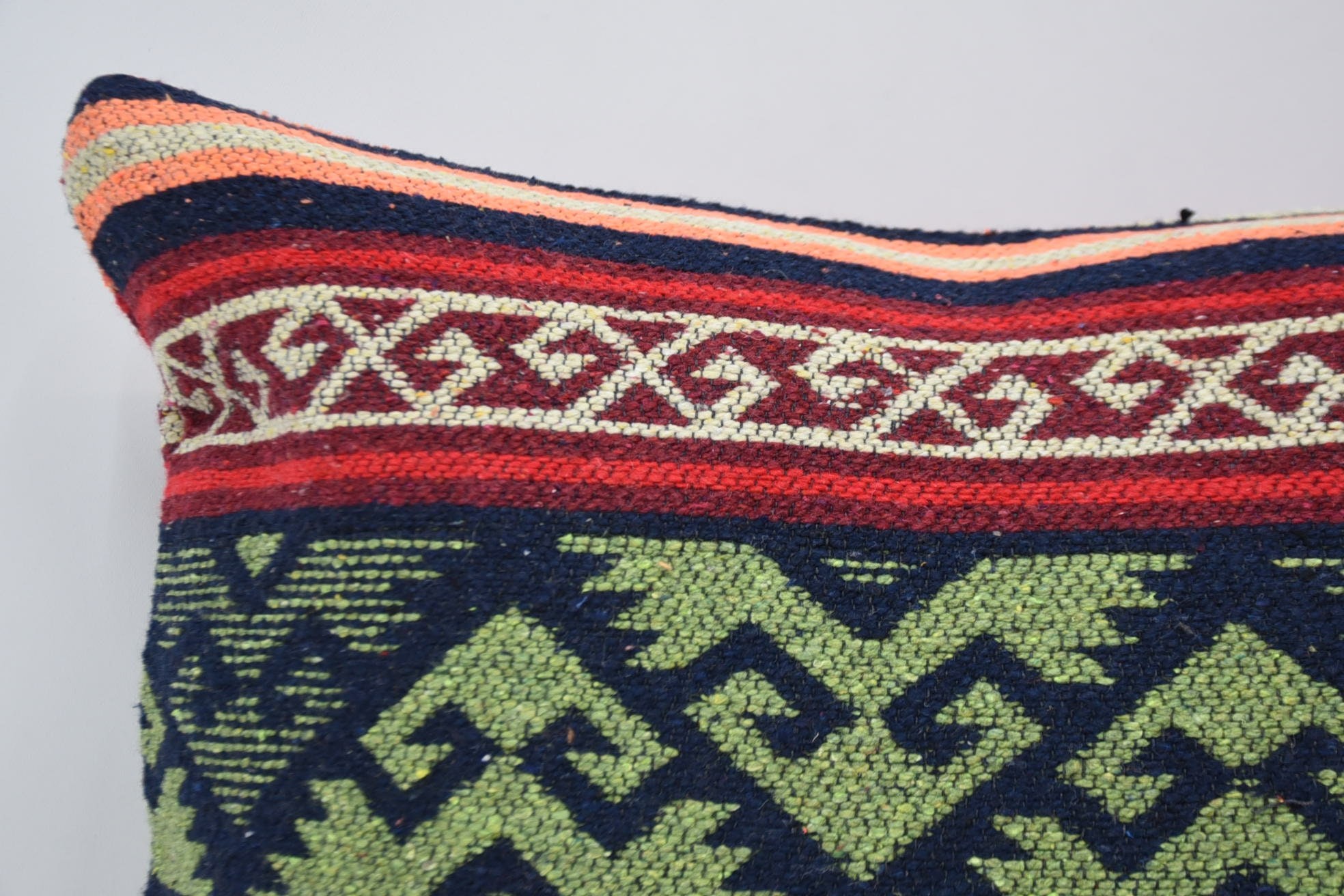 Lounge Throw Cushion, Pillow for Couch, 16"x24" Green Pillow Sham, Ethnical Kilim Rug Pillow, Kilim Pillow, Living Room Throw Cushion Case