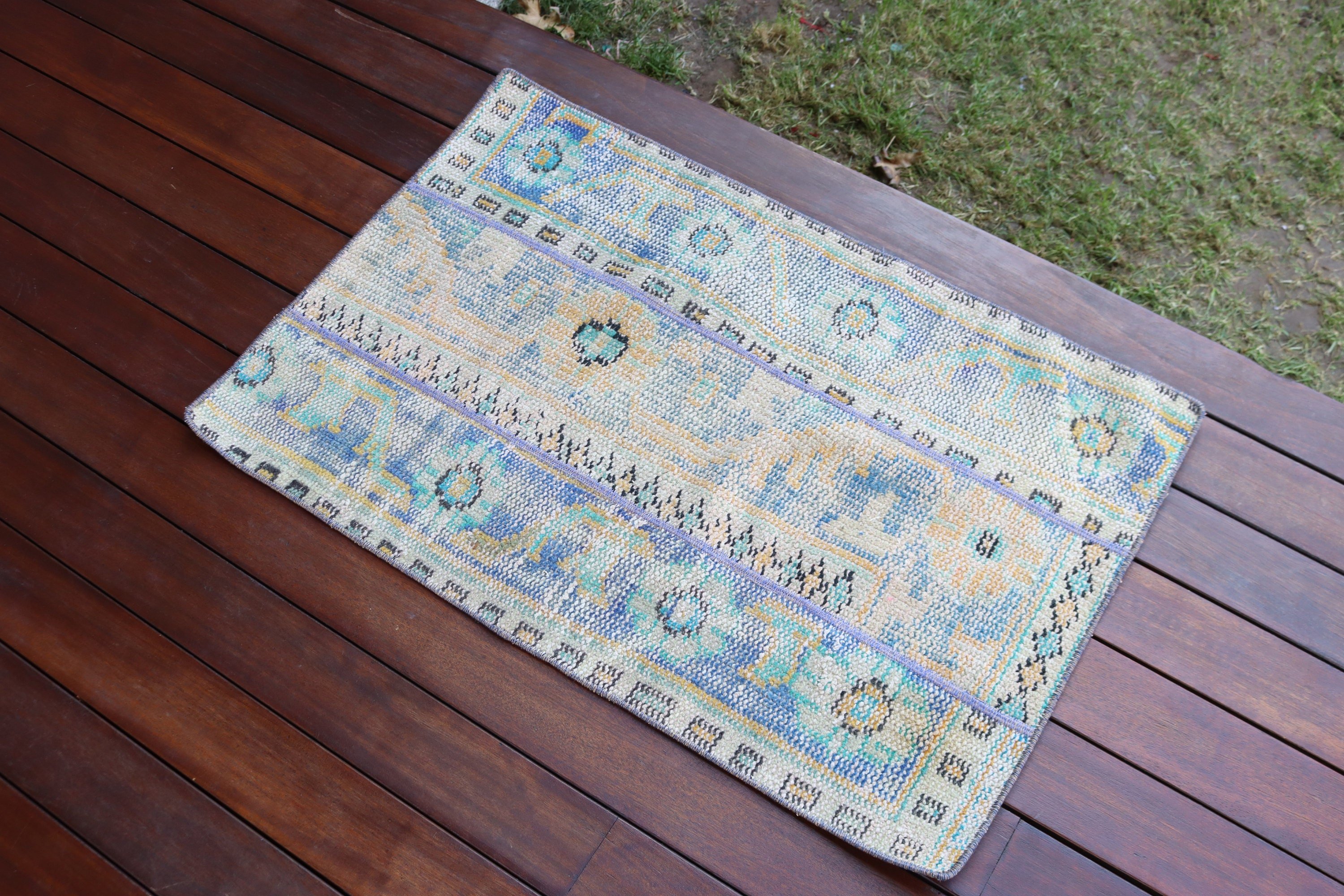 1.9x2.9 ft Küçük Halı, Araba Paspas Halıları, Vintage Halı, Sevimli Banyo Paspas Halıları, Duvara Asılı Halılar, Havalı Halı, Türk Halıları, Modern Halı, Mavi Modern Halı