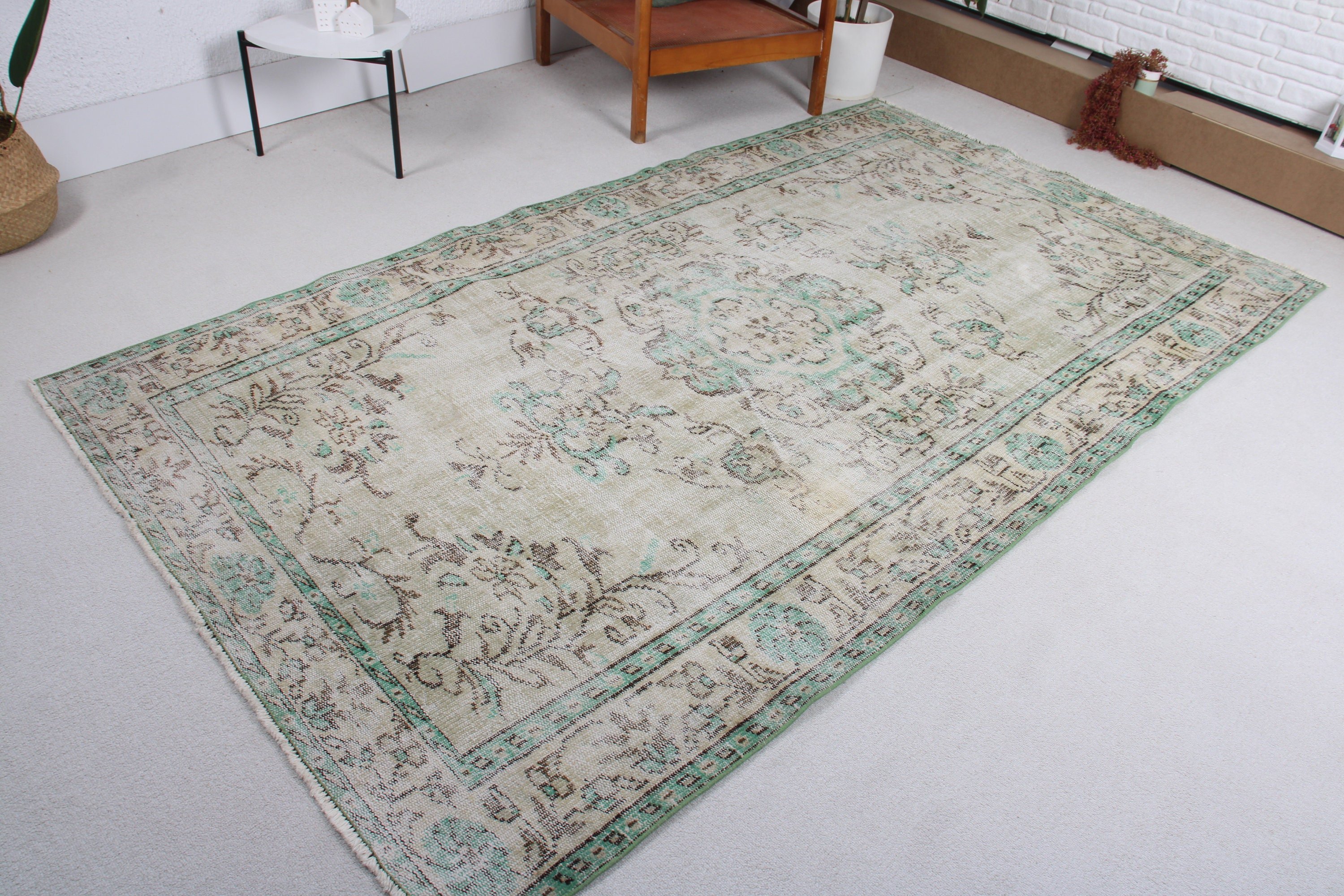 Bej Antika Halı, Yer Halısı, Yatak Odası Halısı, Türk Halısı, Büyük Boho Halıları, 5.2x8.7 ft Büyük Halı, Egzotik Halılar, Vintage Halı