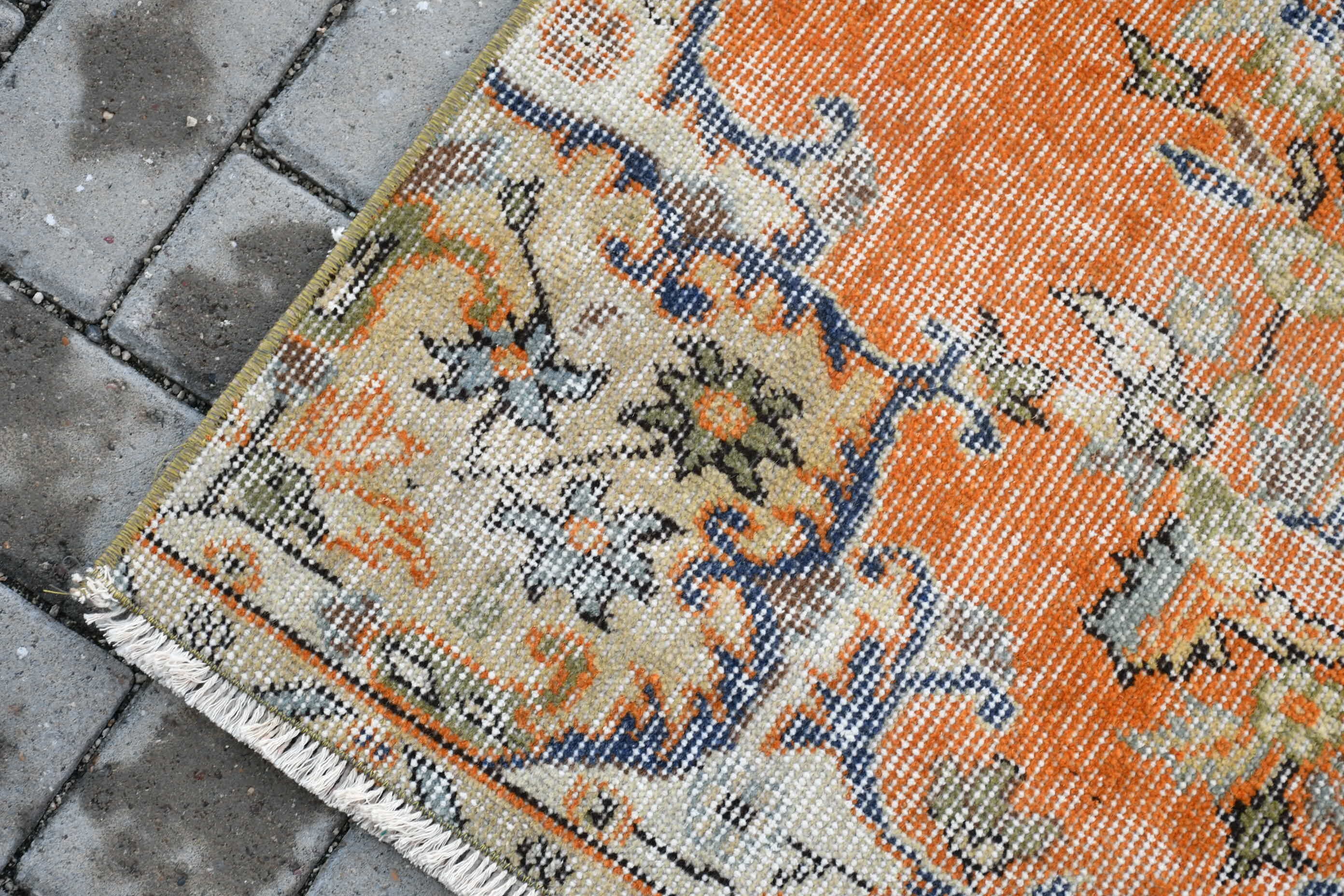 Orange Antique Rug, Vintage Rug, Turkish Rugs, Indoor Rugs, Rugs for Nursery, Oushak Rug, 4.2x8.1 ft Area Rug, Cool Rug, Vintage Oushak Rug