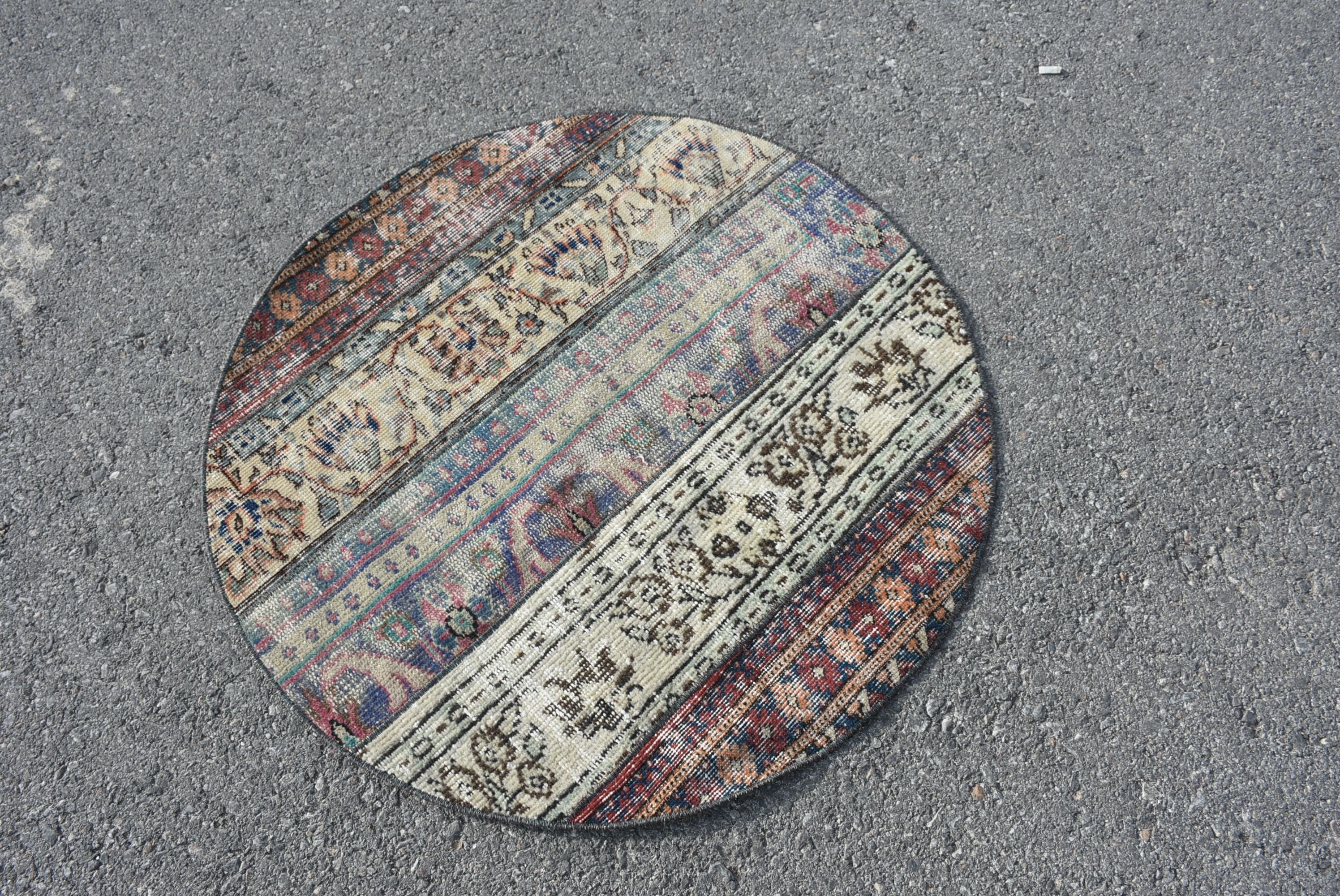 Blue Oushak Rug, Turkish Rugs, Car Mat Rug, Bath Rugs, Vintage Rugs, Rugs for Nursery, Anatolian Rug, 3.1x3.1 ft Small Rug