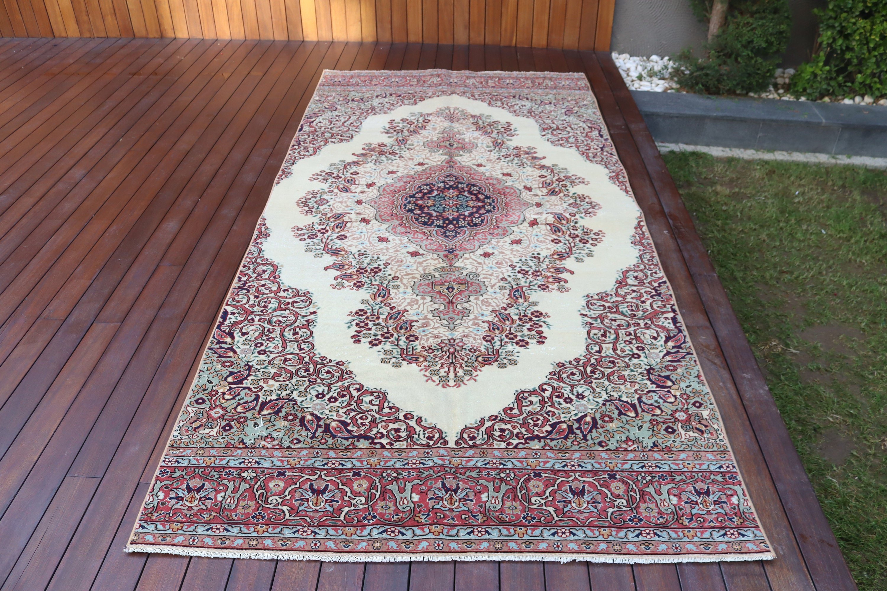 Vintage Halılar, Havalı Halı, Salon Halıları, Türk Halısı, Bej Fas Halısı, Büyük Vintage Halılar, Oushak Halıları, Aztek Halısı, 4,7x9,9 ft Büyük Halı