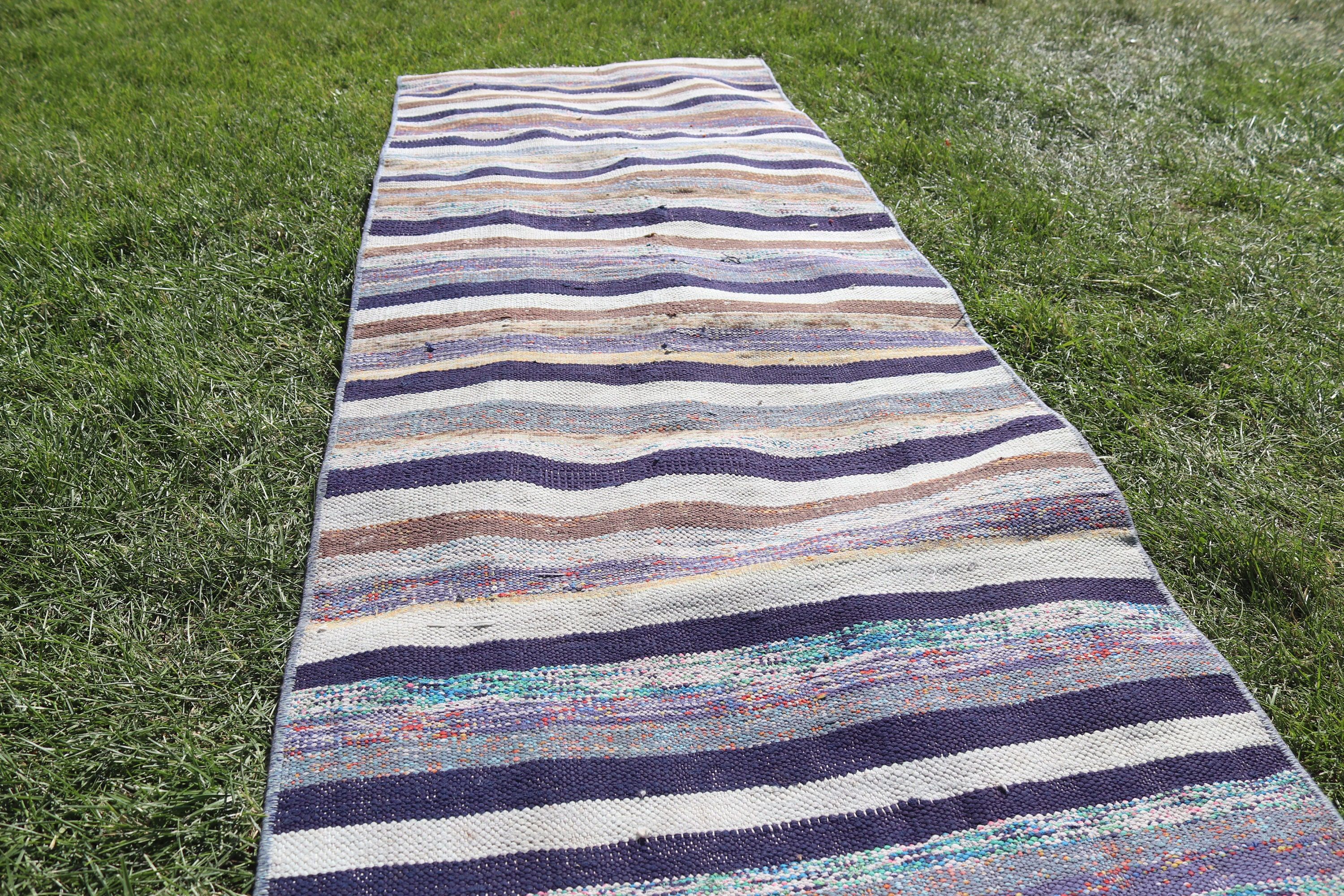 Vintage Halılar, Mavi Lüks Halı, Koridor Halısı, Kilim, 2x6.4 ft Yolluk Halısı, Düz Dokuma Halısı, Türk Halıları, Yer Halısı, Koridor Halıları