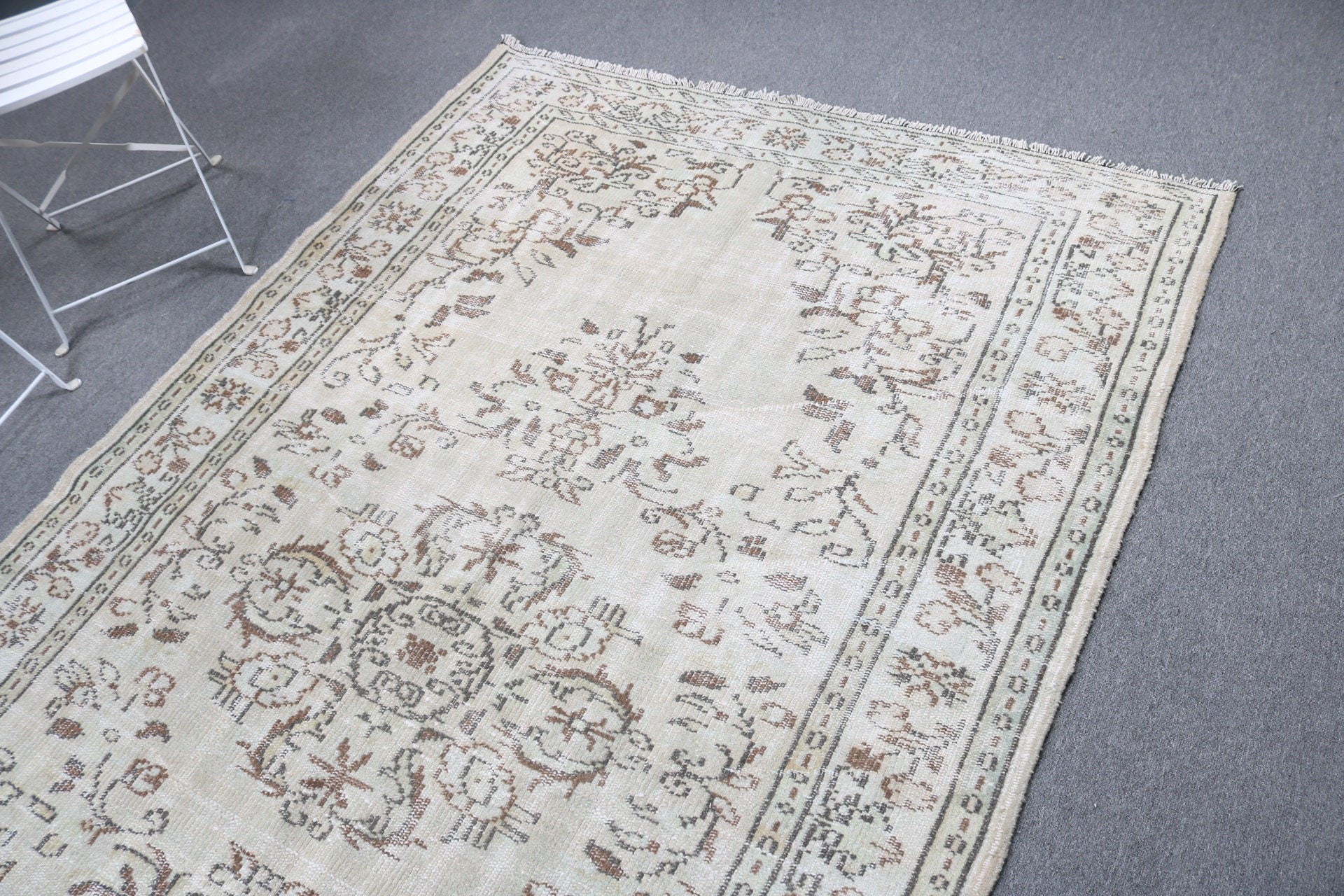 Bohemian Rugs, Floor Rugs, Living Room Rugs, Turkish Rug, 5x8.6 ft Large Rugs, Dining Room Rugs, Gray Neutral Rug, Wool Rugs, Vintage Rug