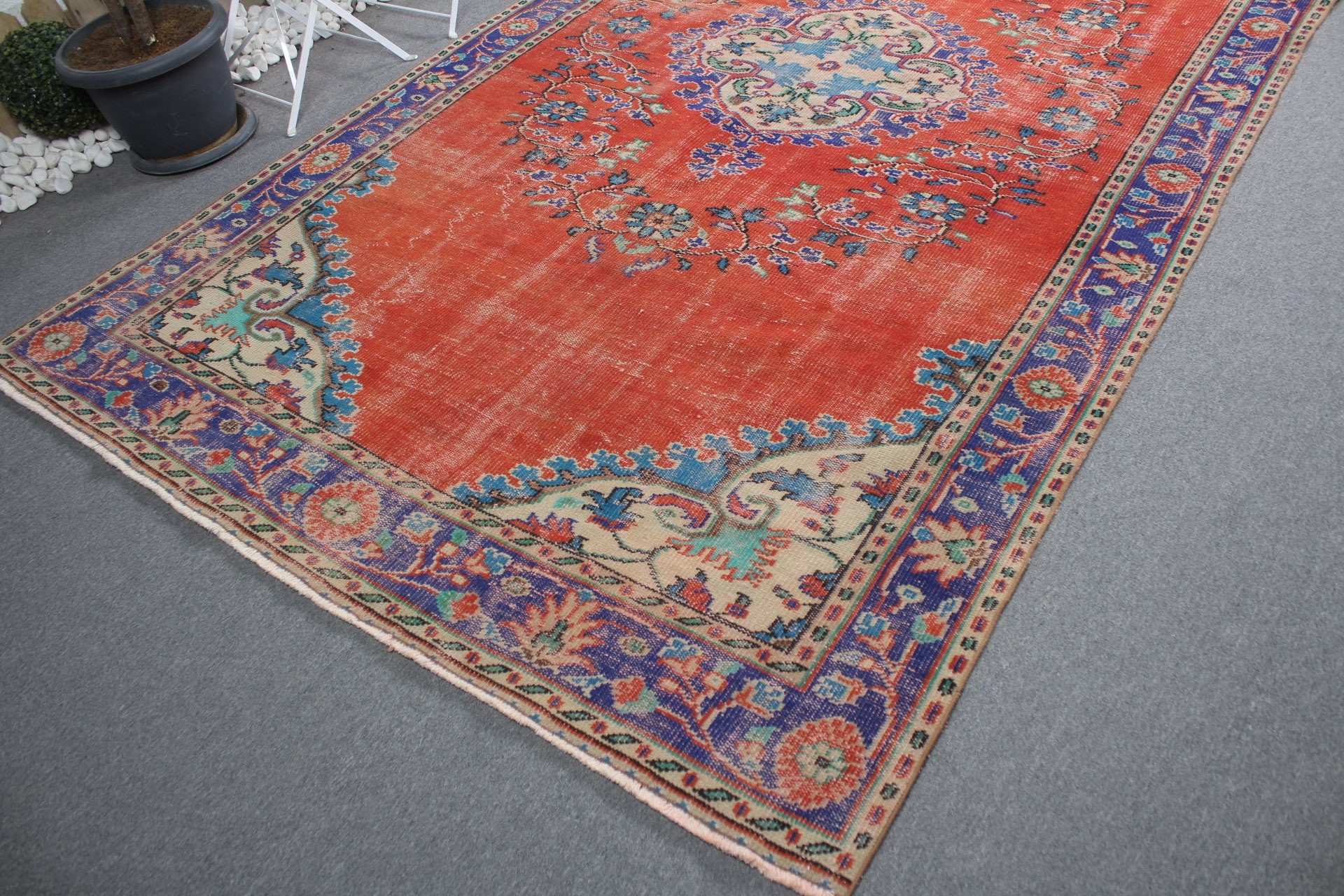 Turkish Rug, Bedroom Rug, 6.5x10.9 ft Oversize Rug, Red Kitchen Rugs, Salon Rug, Vintage Rug, Saloon Rug, Rugs for Salon