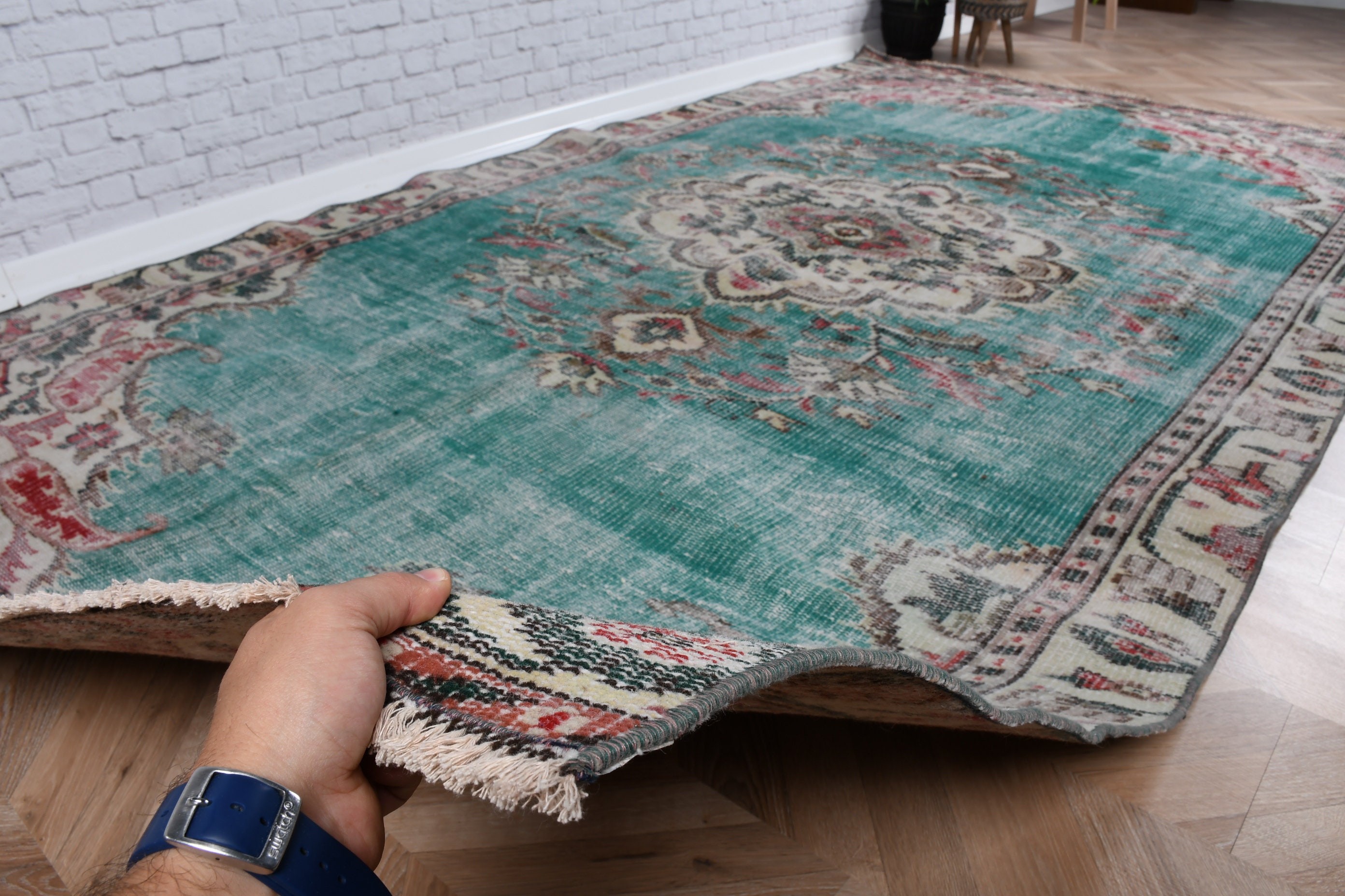 Türk Halıları, Yemek Odası Halısı, Büyük Boho Halısı, Yer Halıları, 5,6x10,1 ft Büyük Halı, Vintage Halılar, Açıklama Halıları, Yeşil Ev Dekor Halıları