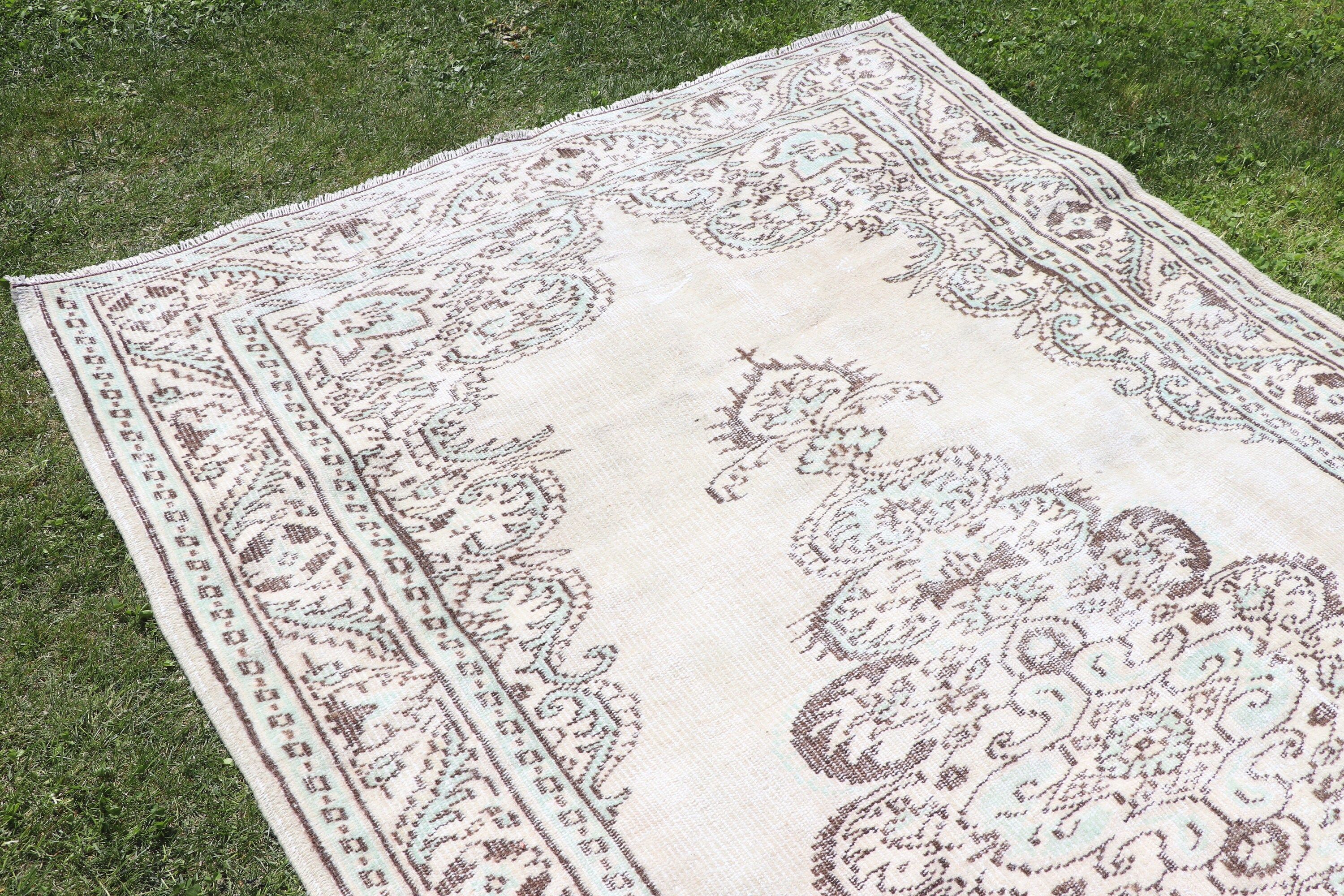 Yatak Odası Halıları, Bej Mutfak Halısı, Vintage Halılar, Harika Halı, Büyük Oushak Halısı, Türk Halısı, Oushak Halısı, Yatak Odası Halıları, 5x8,3 ft Büyük Halı