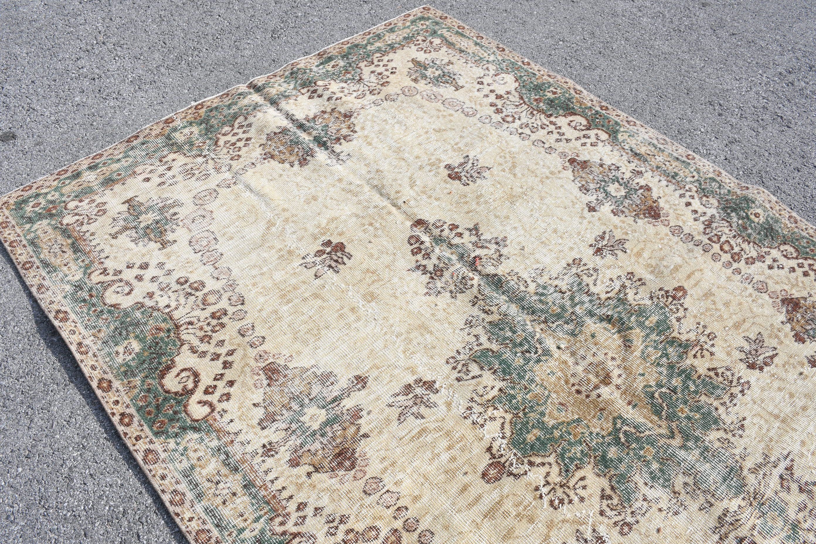 Salon Rug, Vintage Rug, Bedroom Rug, Antique Rug, Turkish Rug, 5.7x9.2 ft Large Rug, Floor Rug, Rugs for Living Room, Beige Wool Rug