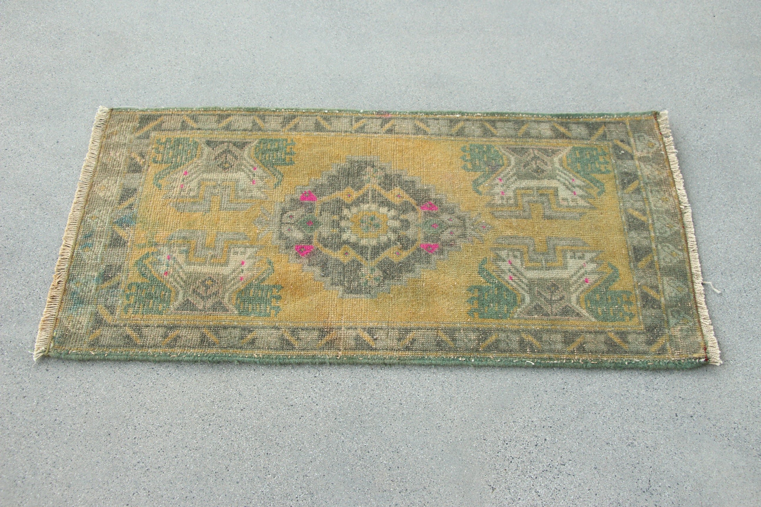 Cool Rug, Turkish Rug, Bedroom Rugs, Kitchen Rug, Rugs for Bathroom, 1.7x3.1 ft Small Rugs, Wool Rugs, Vintage Rug, Green Cool Rug