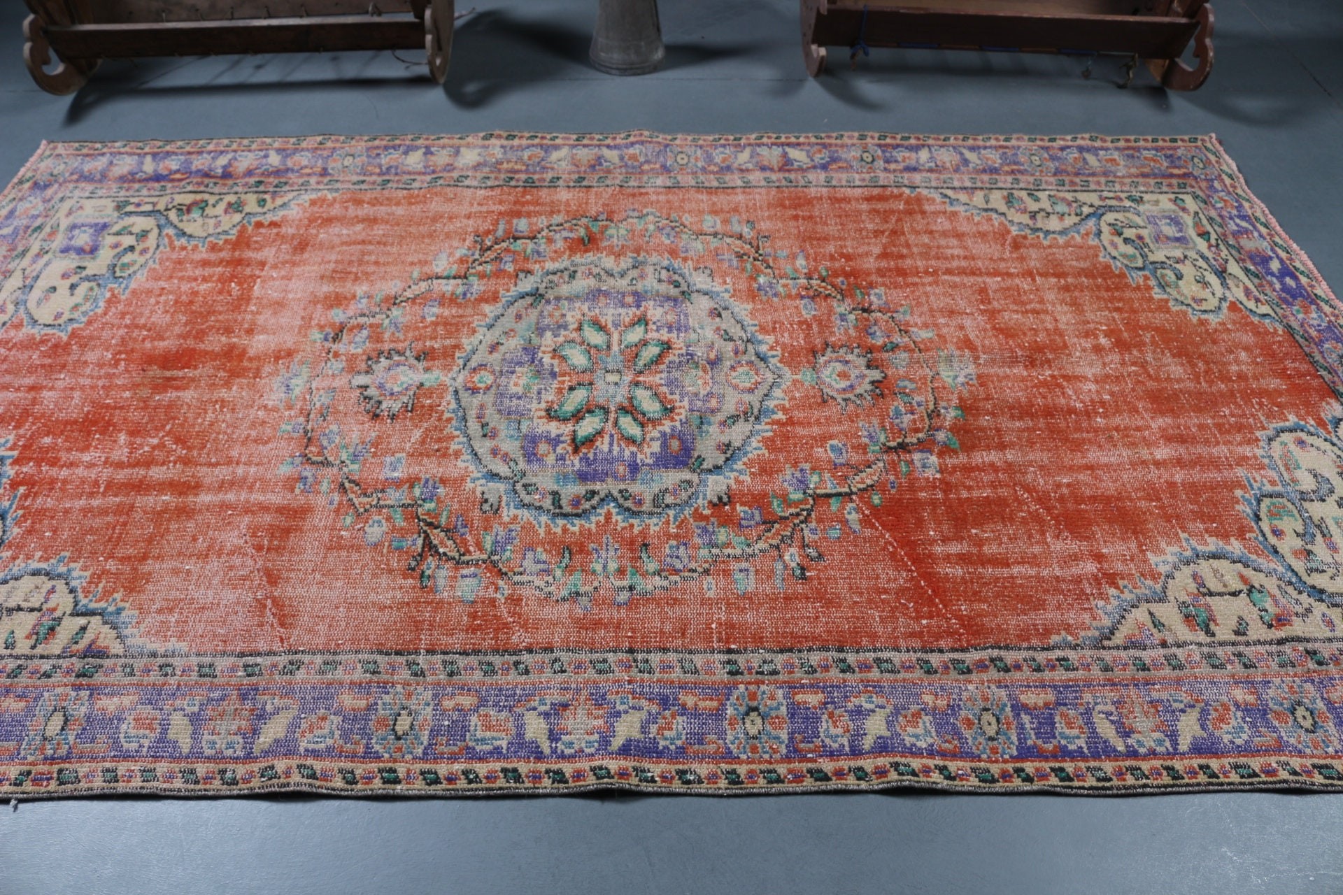 Moroccan Rug, Cool Rugs, Orange Bedroom Rug, Turkish Rugs, Bright Rugs, Vintage Rug, 5.5x9.3 ft Large Rugs, Salon Rug, Dining Room Rugs