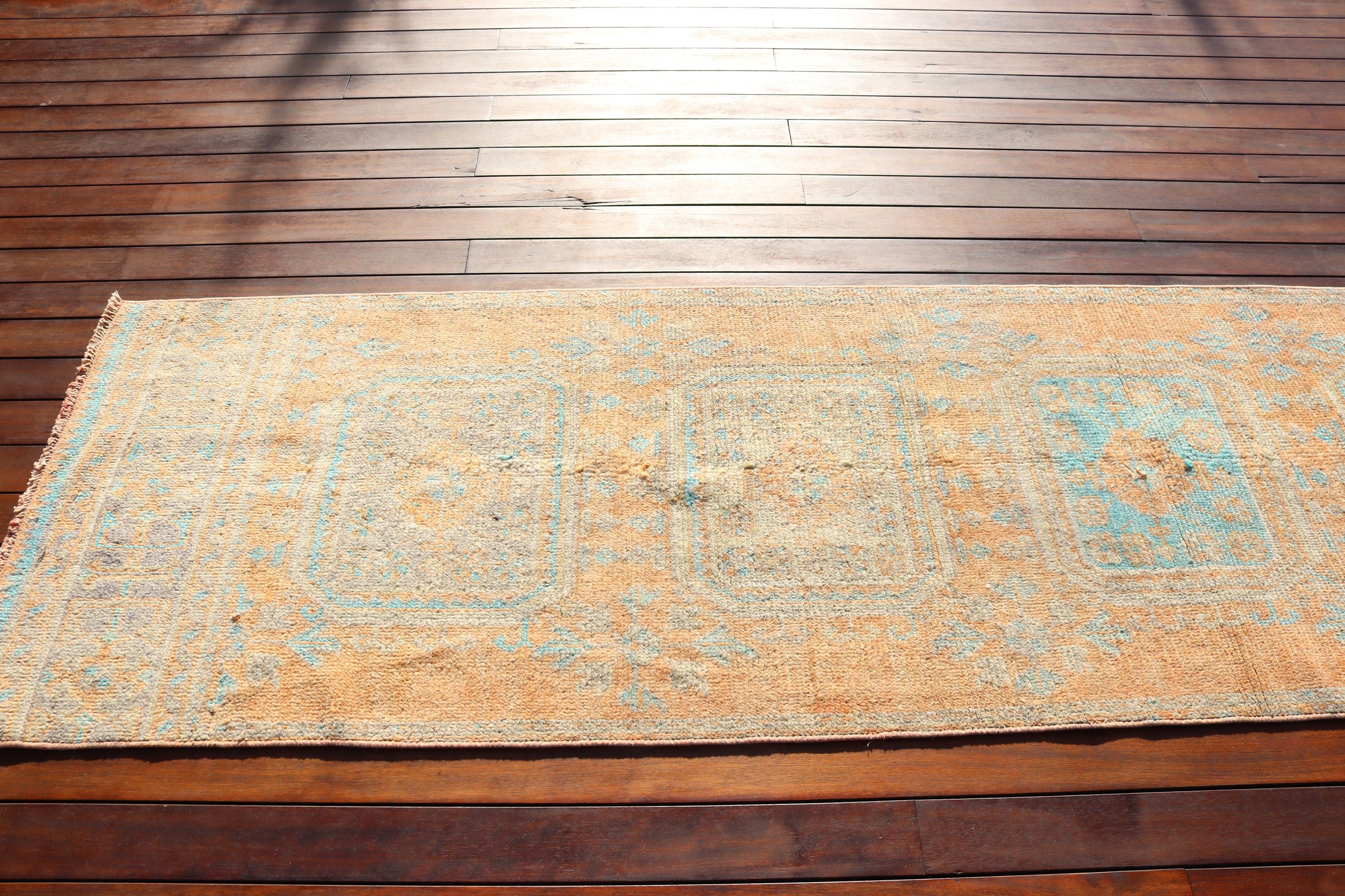 Kitchen Rug, Orange Home Decor Rug, Wool Rugs, Exotic Rugs, 2.6x10.5 ft Runner Rug, Corridor Rug, Vintage Rug, Turkish Rugs