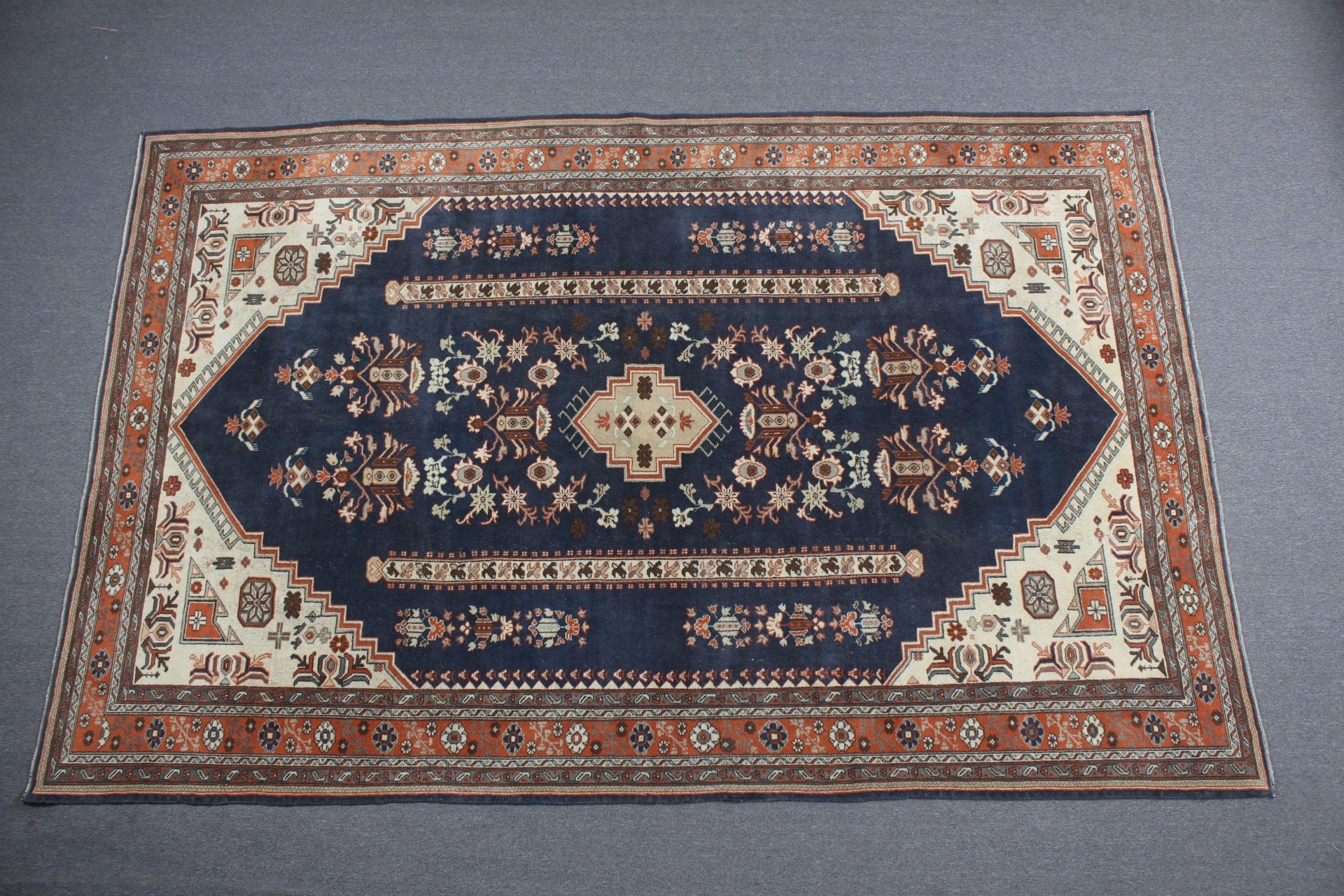 Salon Halıları, Türk Halısı, Mavi Fas Halısı, Havalı Halı, Düğün Halısı, Vintage Halı, Ev Dekor Halısı, Yemek Odası Halısı, 7.2x11.2 ft Büyük Boy Halılar