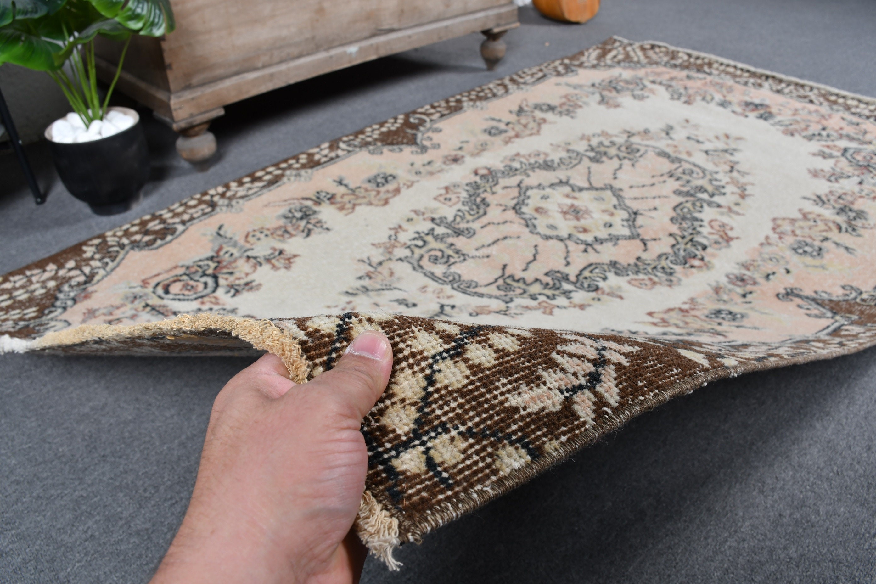 Living Room Rug, Vintage Rug, Home Decor Rugs, Turkish Rugs, Antique Rug, Nursery Rug, Beige  3.8x6.6 ft Area Rug, Floor Rugs