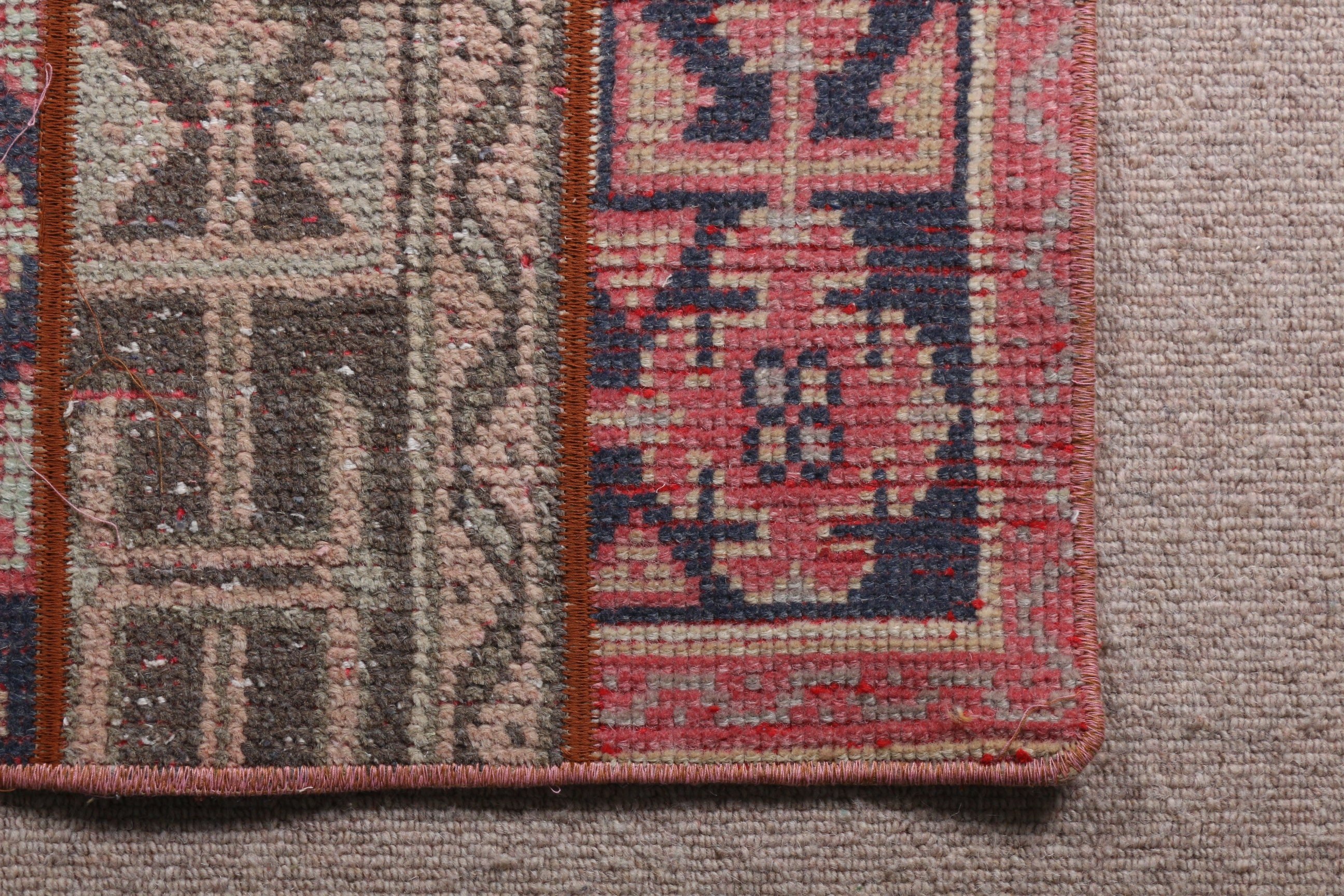 Vintage Rug, Turkish Rug, Bathroom Rug, Red  1.7x3.7 ft Small Rug, Cool Rugs, Rugs for Kitchen, Antique Rug, Entry Rugs