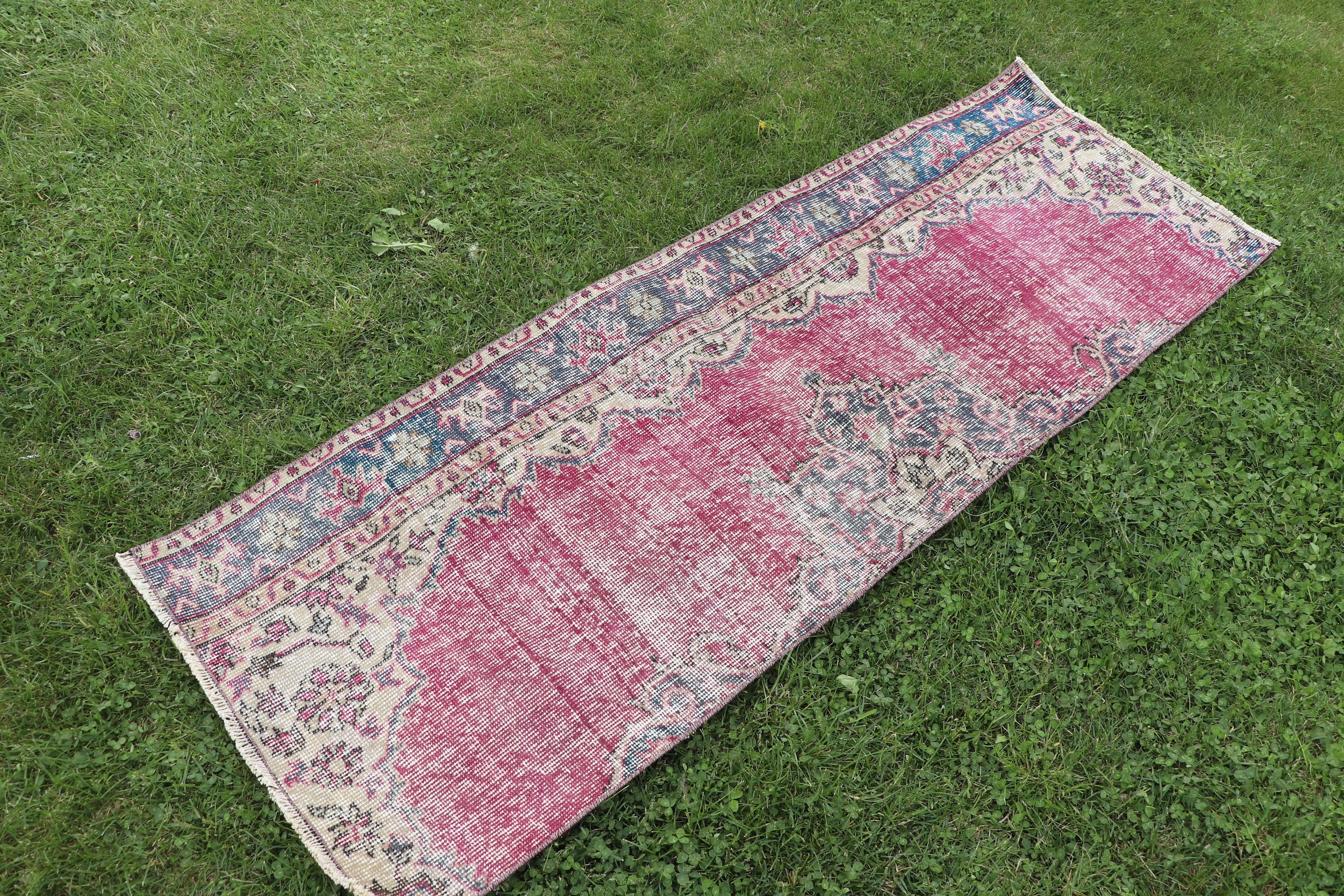 Turkish Rug, 1.9x5.4 ft Runner Rugs, Vintage Rugs, Rugs for Kitchen, Pink Boho Rugs, Wool Rugs, Beni Ourain Runner Rugs, Moroccan Rugs