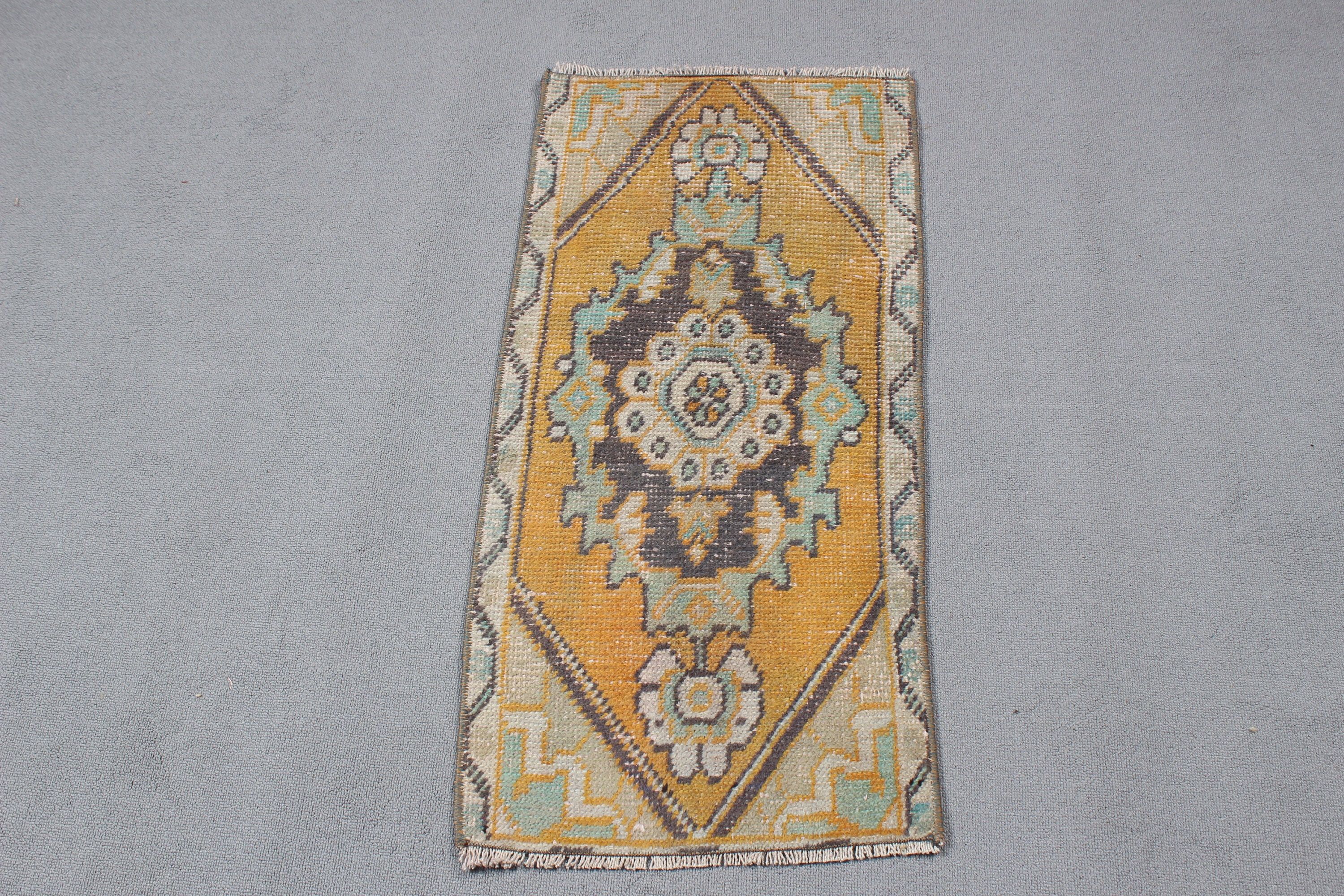 Wall Hanging Rugs, Moroccan Rug, Home Decor Rugs, Turkish Rugs, Kitchen Rug, Vintage Rugs, 1.4x2.9 ft Small Rugs, Yellow Home Decor Rugs