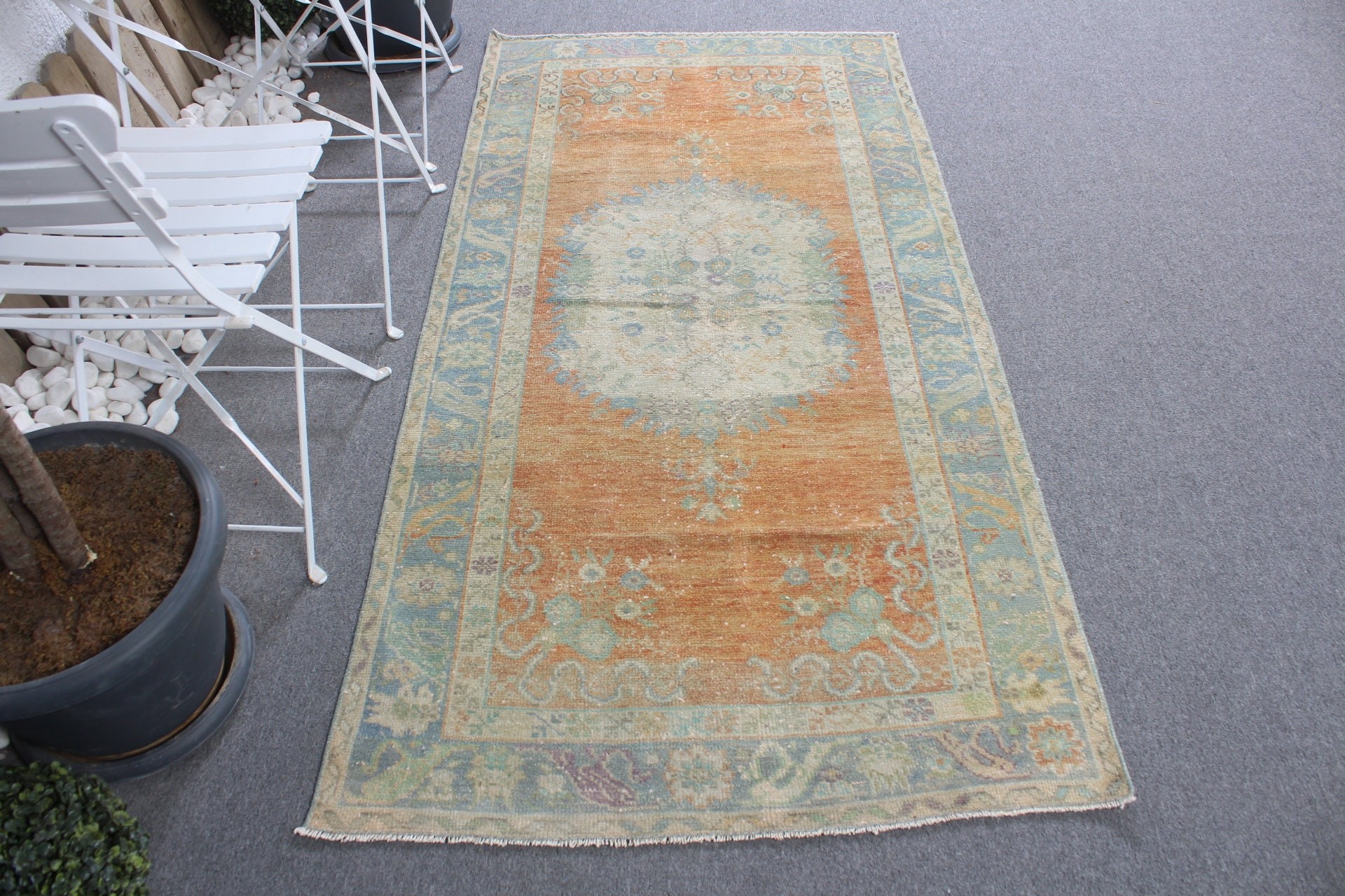 3.3x6.4 ft Accent Rug, Vintage Rugs, Bedroom Rug, Entry Rug, Orange Antique Rug, Turkish Rug, Rugs for Entry, Floor Rug, Kitchen Rug