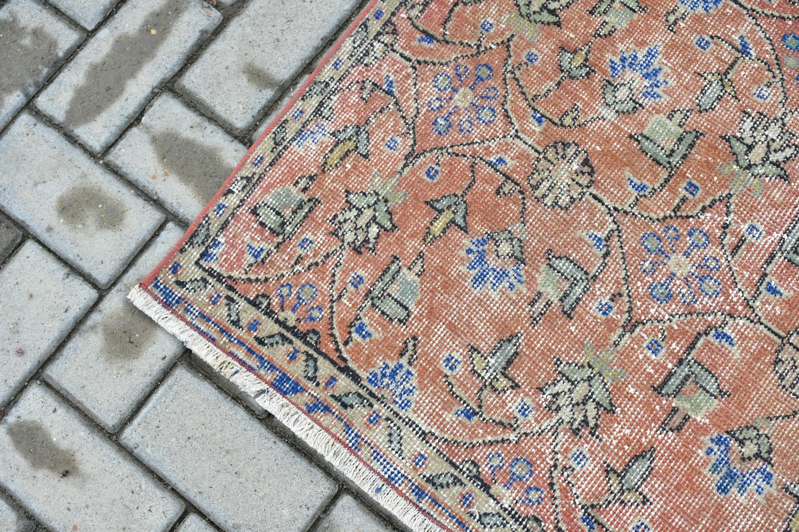 Kırmızı Yün Halılar, Giriş Halıları, Yatak Odası Halıları, Vintage Halı, 2,9x6,5 ft Accent Halı, Yer Halısı, Türk Halıları, Çocuk Halısı