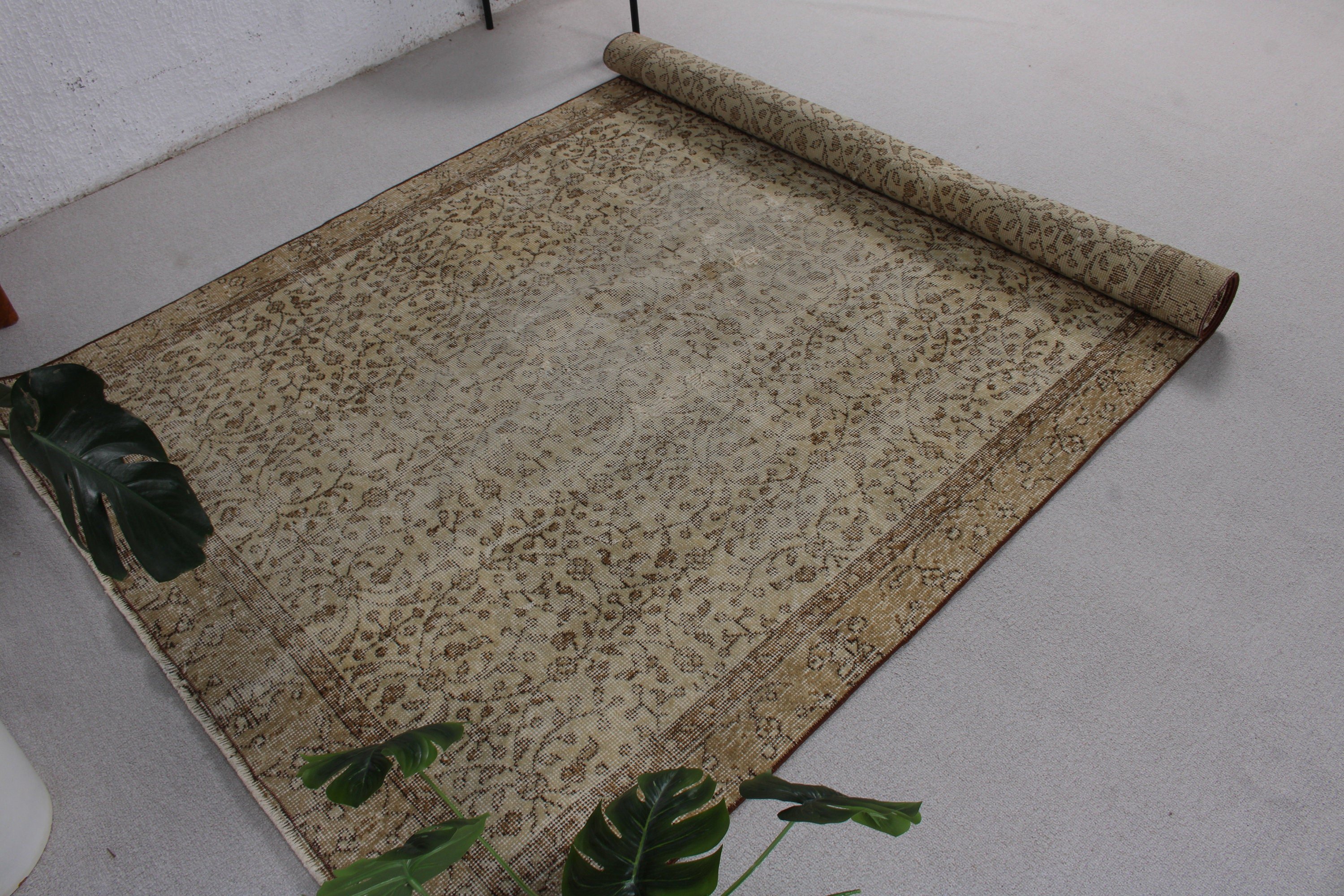 Yemek Odası Halıları, Vintage Halı, Bej Yatak Odası Halısı, 5x8,3 ft Büyük Halı, Salon Halıları, Açıklama Halısı, Türk Halısı, Mutfak Halısı, Salon Halısı