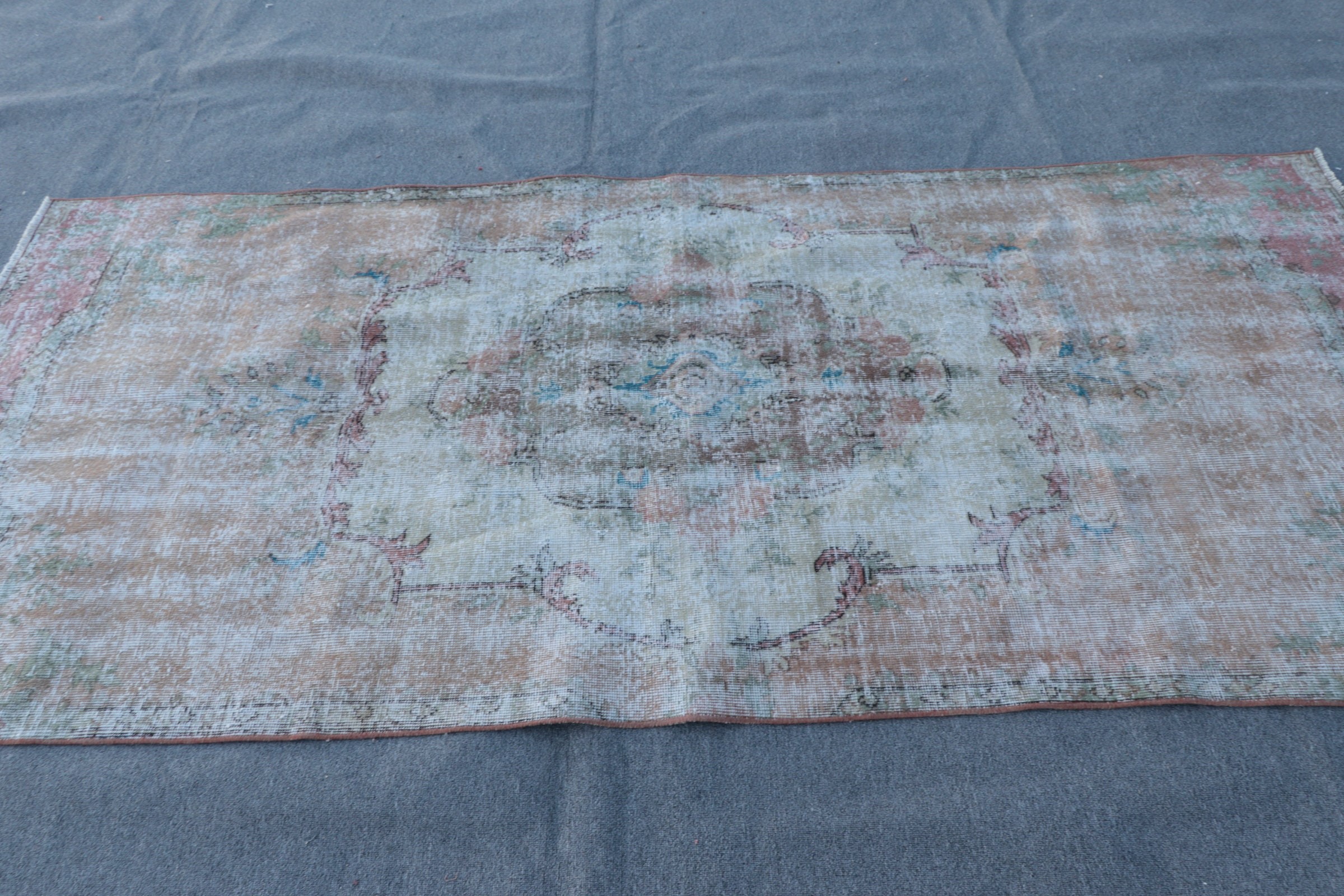 Aztec Rug, Vintage Rug, Nursery Rug, Indoor Rug, Orange Bedroom Rug, Home Decor Rugs, Turkish Rug, 3.9x8.3 ft Area Rugs