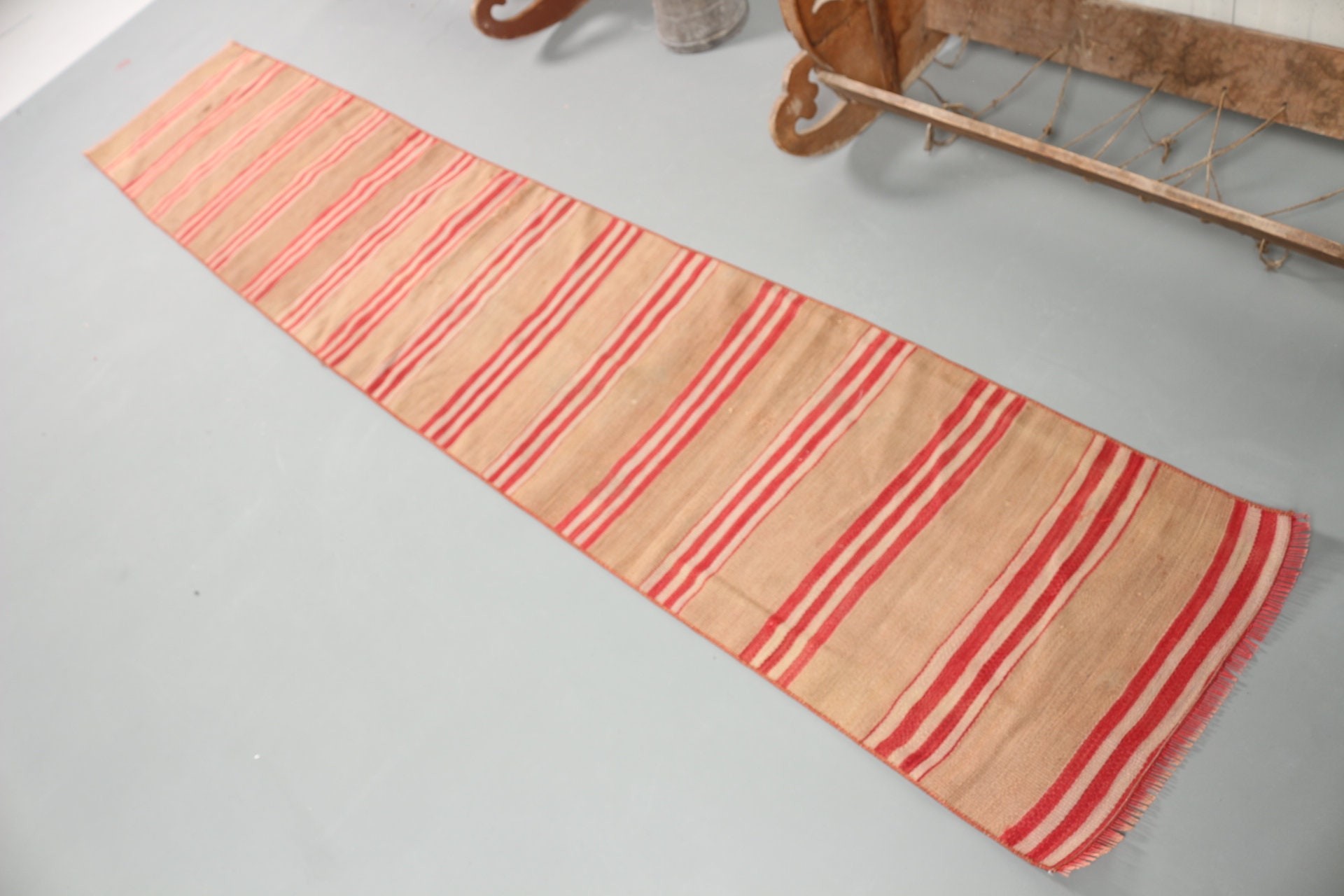 Kilim, Oushak Halı, Merdiven Halıları, 1.8x9.9 ft Yolluk Halıları, Kahverengi Mutfak Halıları, Antika Halı, Koridor Halıları, Türk Halısı, Vintage Halı