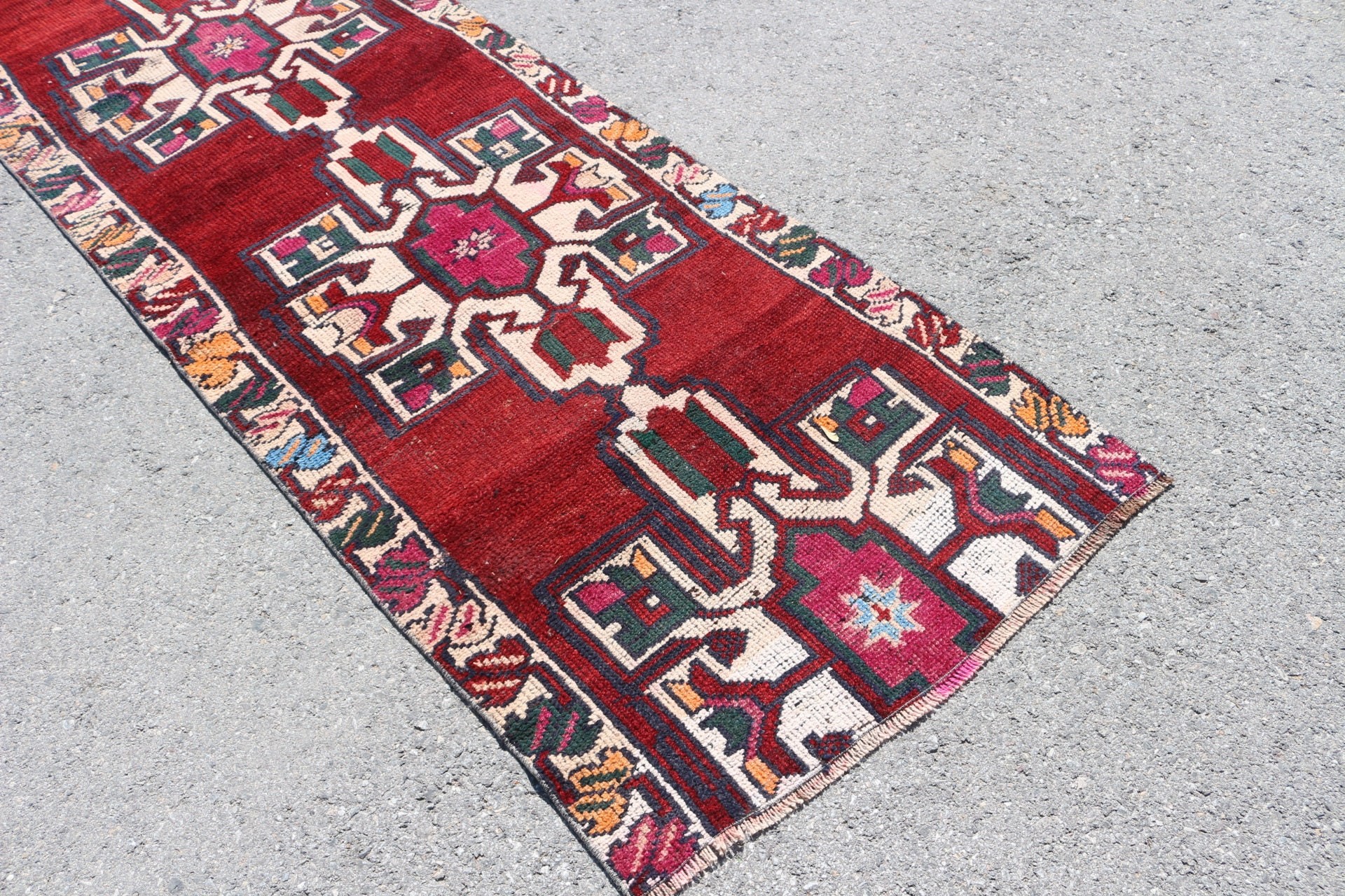 Red Antique Rugs, Hallway Rug, 3x11.4 ft Runner Rug, Kitchen Rug, Vintage Rugs, Turkish Rugs, Flatweave Rug, Wool Rug, Rugs for Corridor