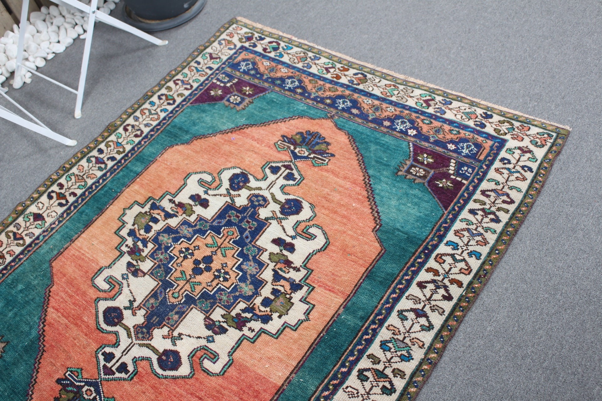 Göçebe Halı, Çocuk Odası Halıları, Vintage Halı, Türk Halıları, Yer Halıları, Giriş Halıları, 4x5.4 ft Accent Halı, Turuncu Oryantal Halı, Yatak Odası Halıları