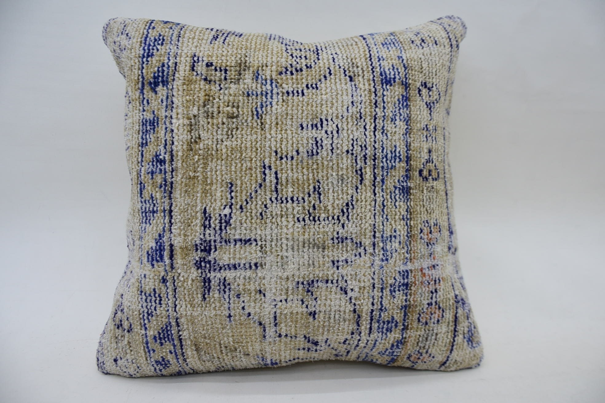 18"x18" Beige Cushion Cover, Ikat Pillow Sham, Pillow for Couch, Boho Throw Cushion Cover, Turkish Pillow, Kilim Pillow