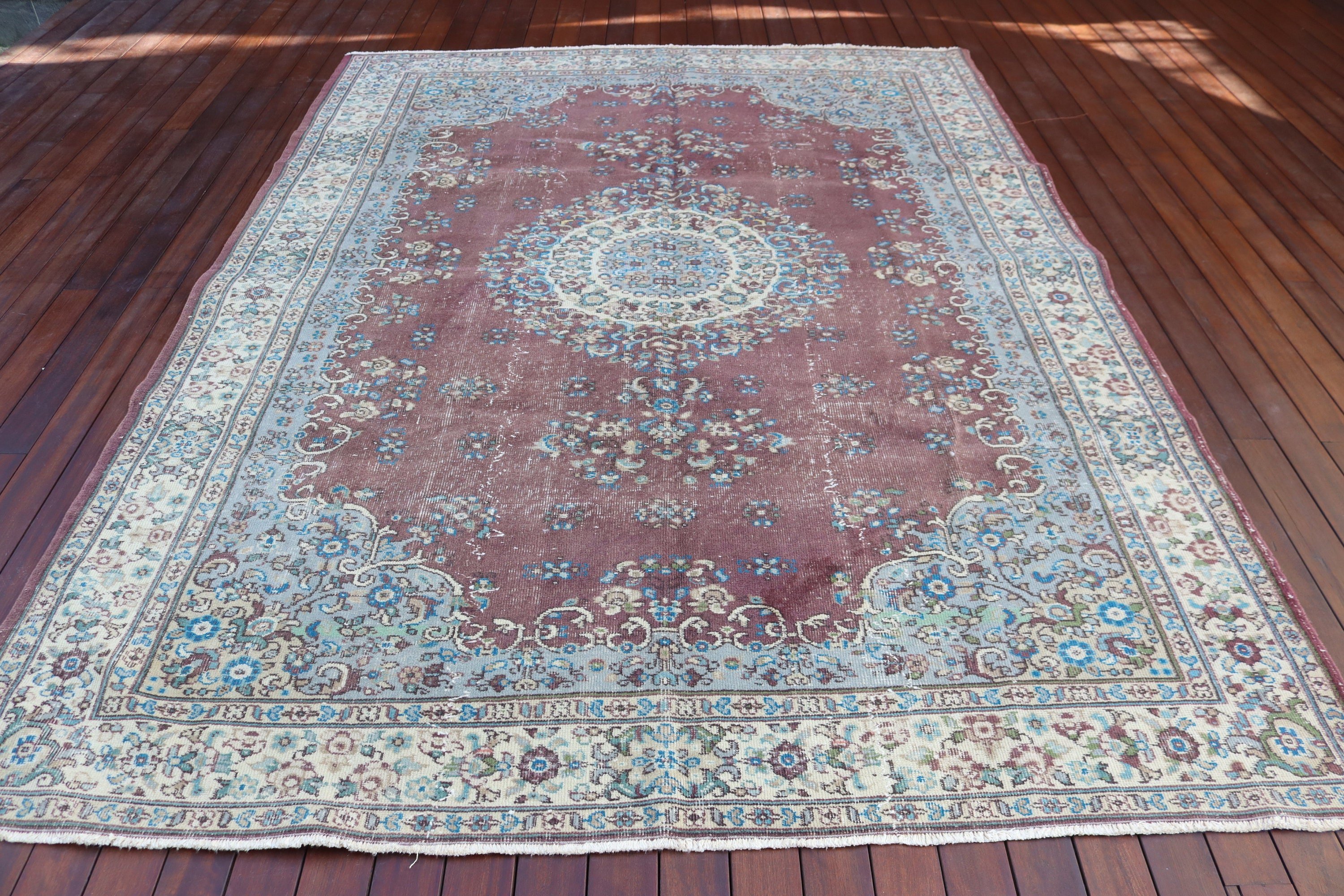 6,9x9,5 ft Büyük Halılar, Yemek Odası Halısı, Mor Soğuk Halı, Yatak Odası Halıları, Vintage Halılar, Türk Halıları, Geometrik Halı, Büyük Boho Halısı, Aztek Halısı