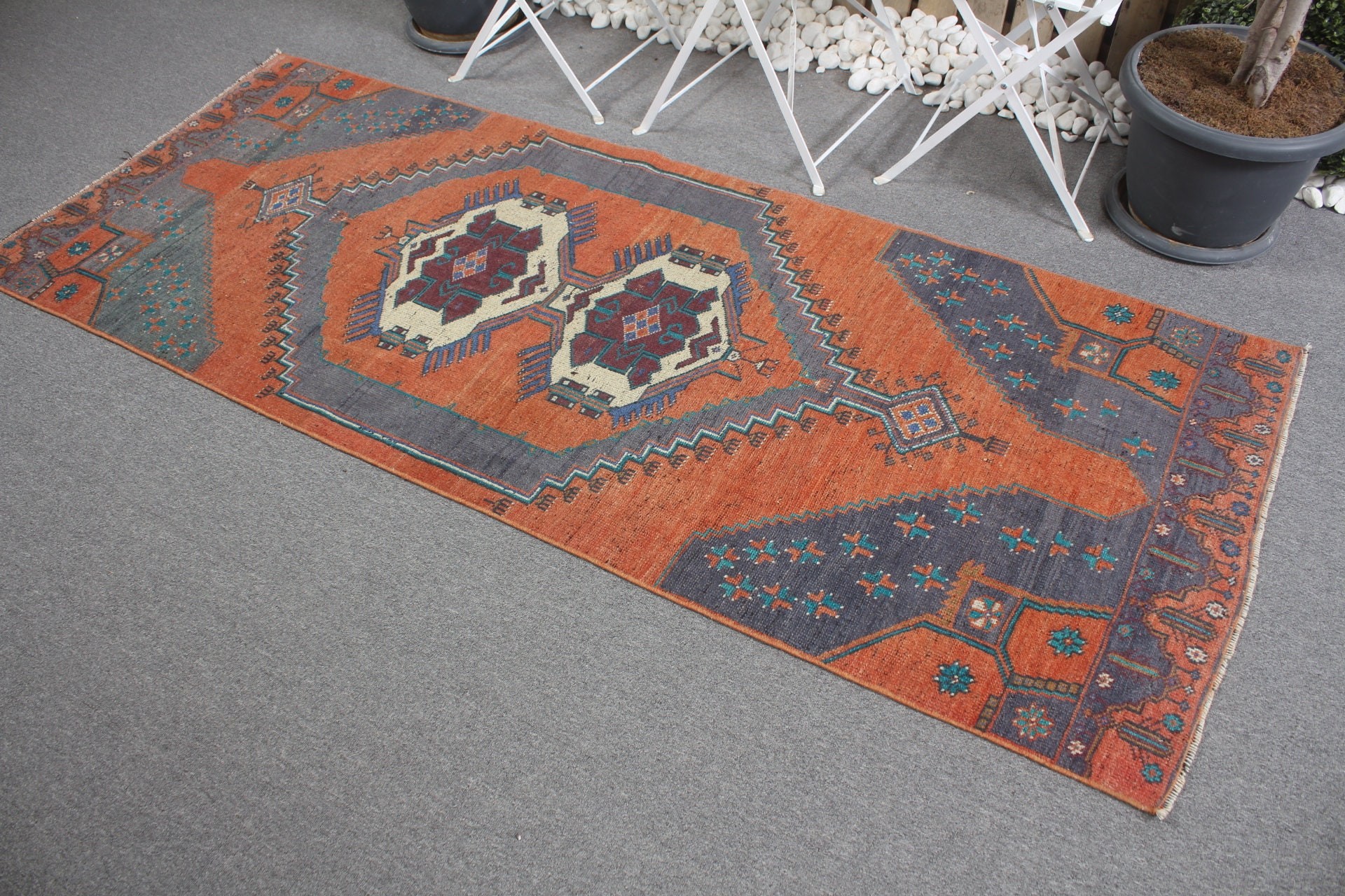 Turkish Rug, Oriental Rug, Handmade Rug, Entry Rug, Vintage Rug, 3.1x7.7 ft Accent Rugs, Orange Bedroom Rug, Nursery Rugs